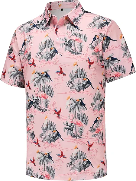 Men's Golf Polo Shirts Funny Golf Shirts for Men Performance Moisture Wicking Quick Dry Athletic Short Sleeve Shirts