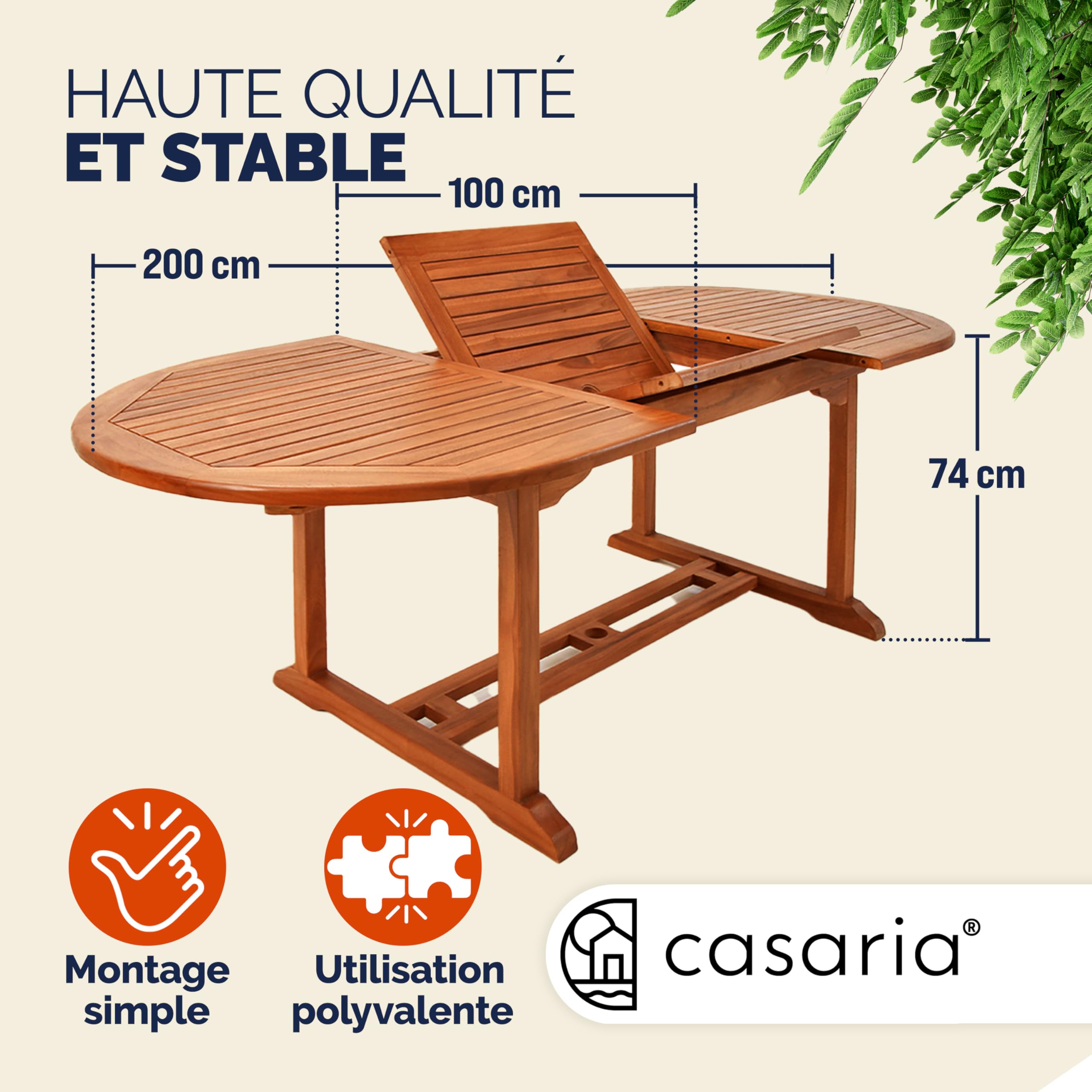 Casaria® Table De Jardin Extensible Type Papillon 150-200 cm - Table De Jardin Exterieur - Salon de Jardin Bois - Eucalyptus FSC® - 200 x 100 x 74 cm - pour 6 à 8 Personnes - Salon de Balcon