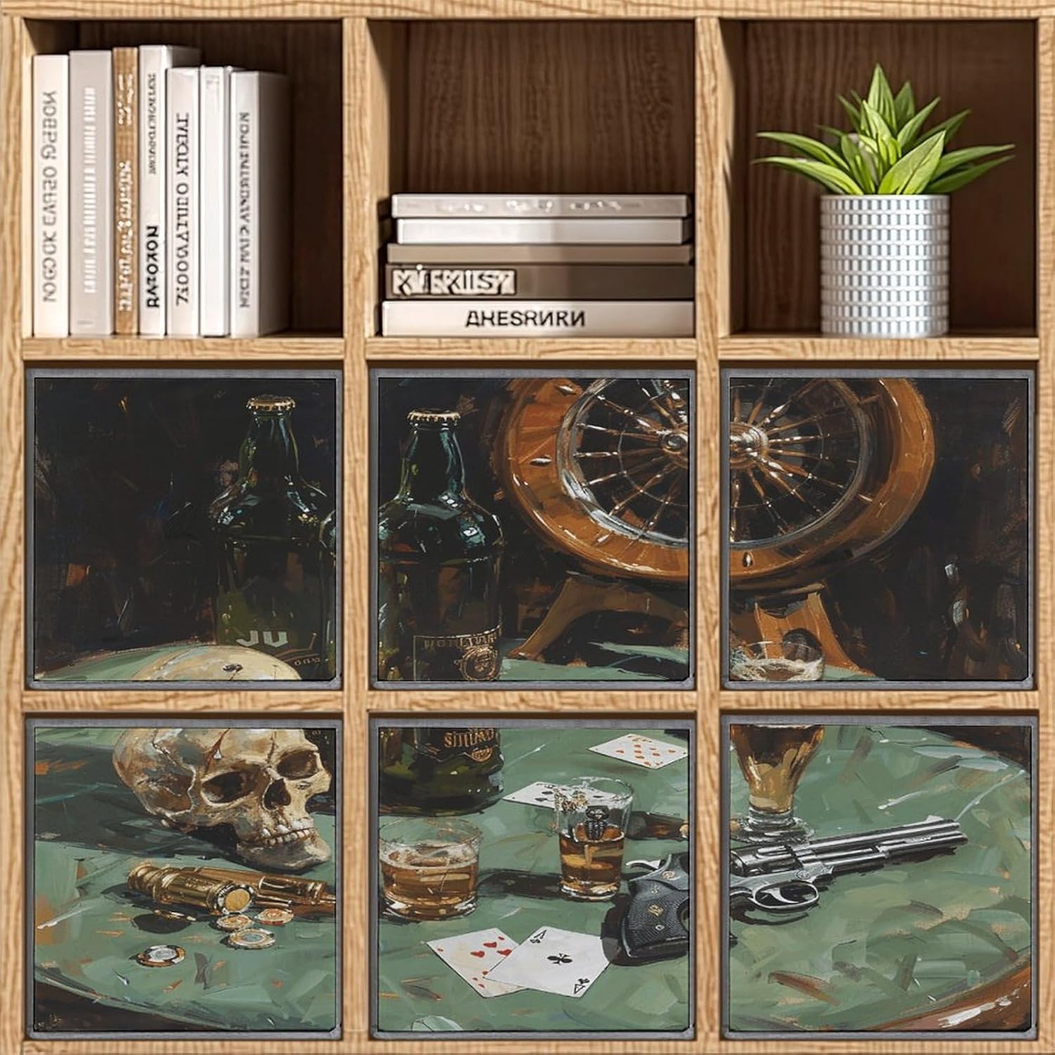 Multi Use Organizer Bins, Pistol And Cards Printed Storage Bins, Foldable Storage Baskets Are Suitable For Bedrooms, Offices, And Cars