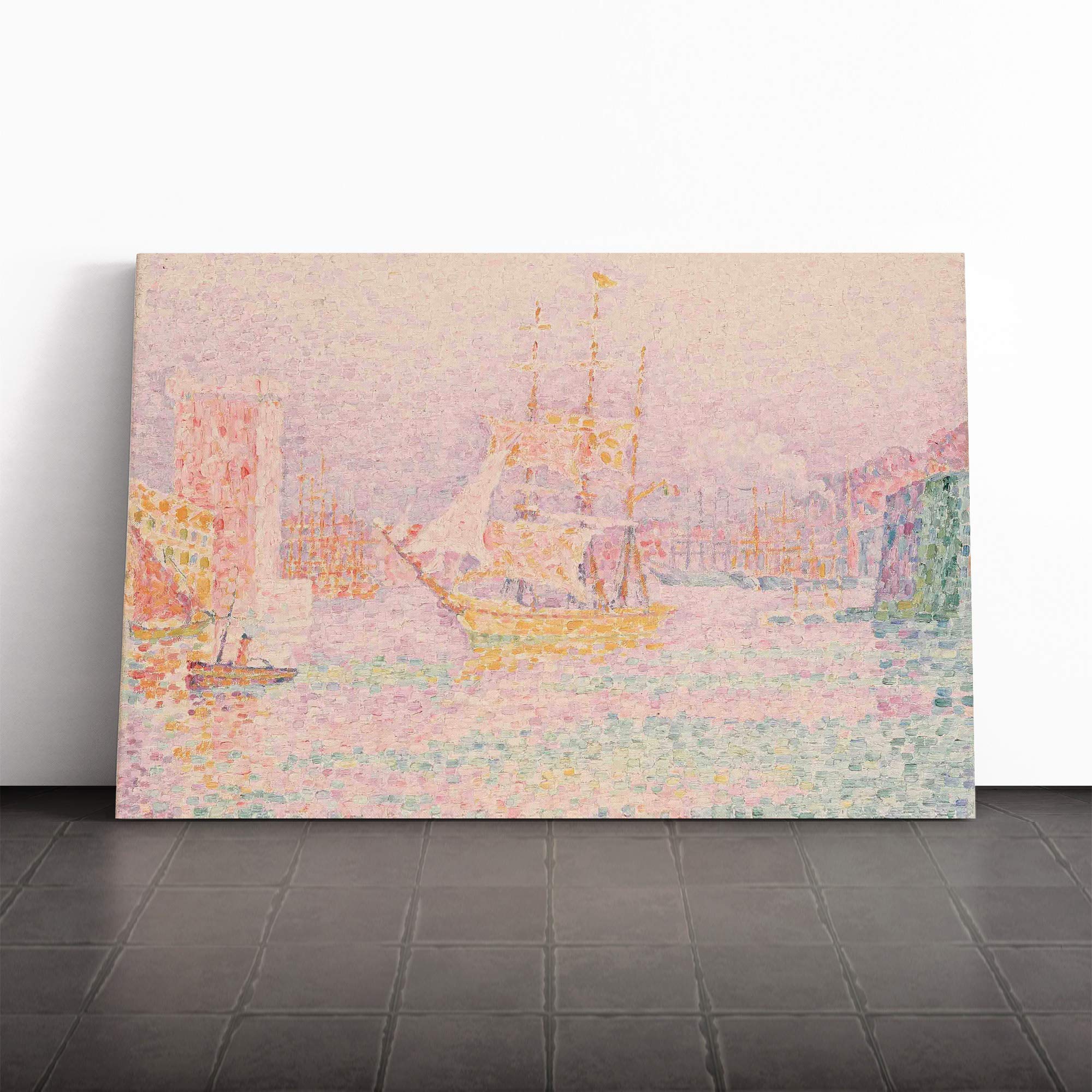Paul Signac The Harbour at Marseilles Canvas Print | Gallery Wrapped 30mm Frame Wall Art | 30x20 inches | Ready to Hang | Modern Seascape Picture | Living Room Bedroom Lounge Office
