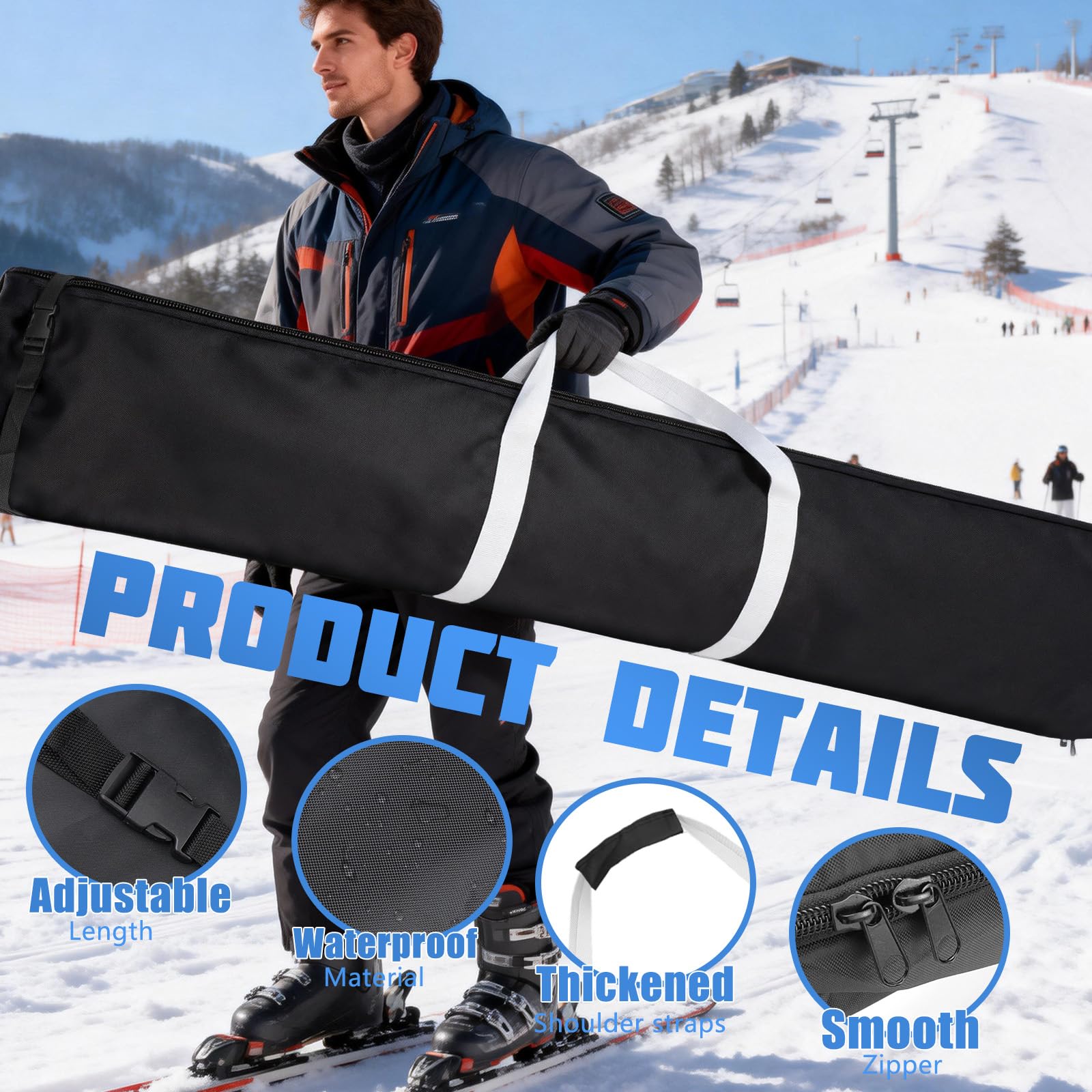 Housse de Ski 180 cm Sac Snowboard Homme Femme