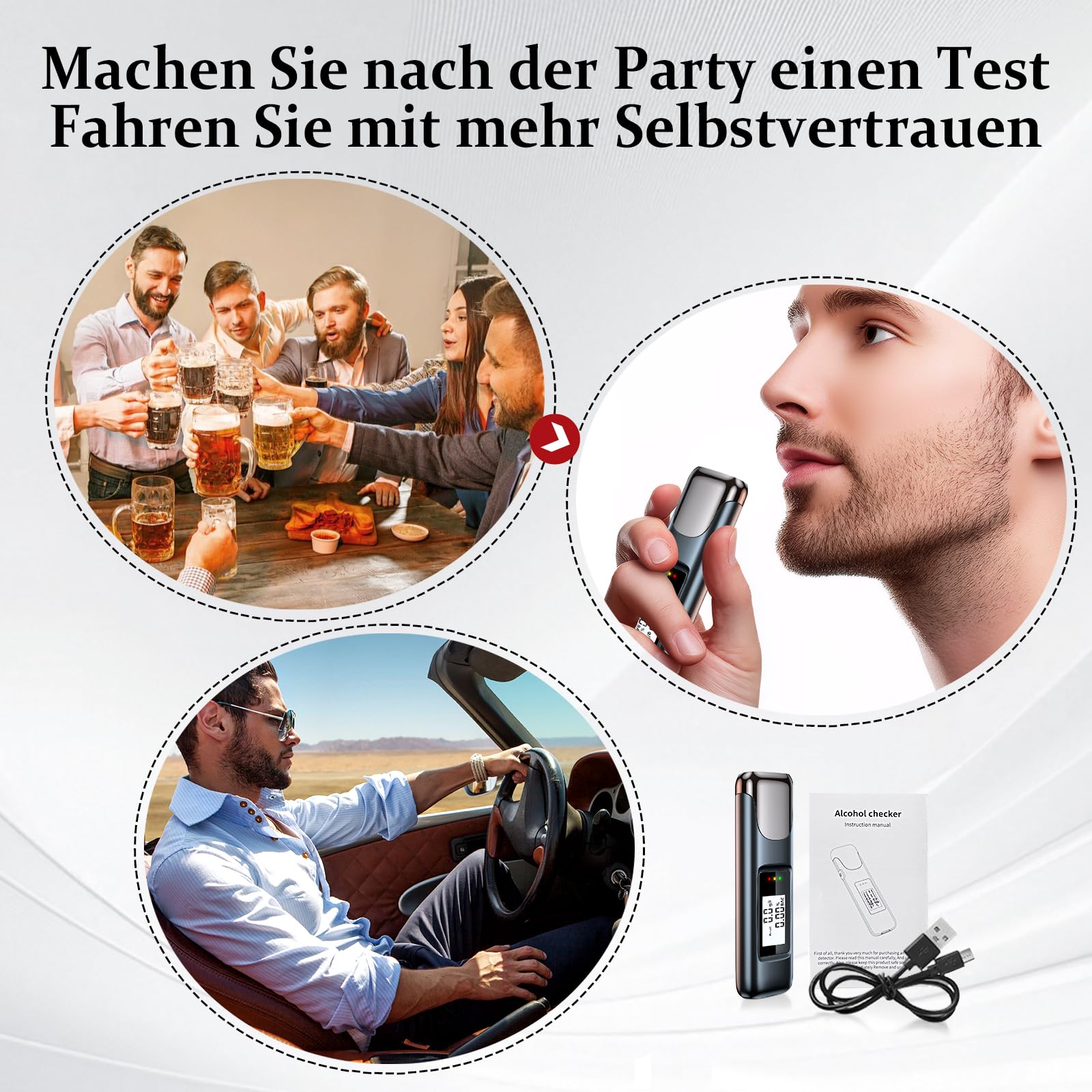 Tlidfgeo Alkoholtester Tragbar - Professioneller Atemalkoholtest Mit LCD Display