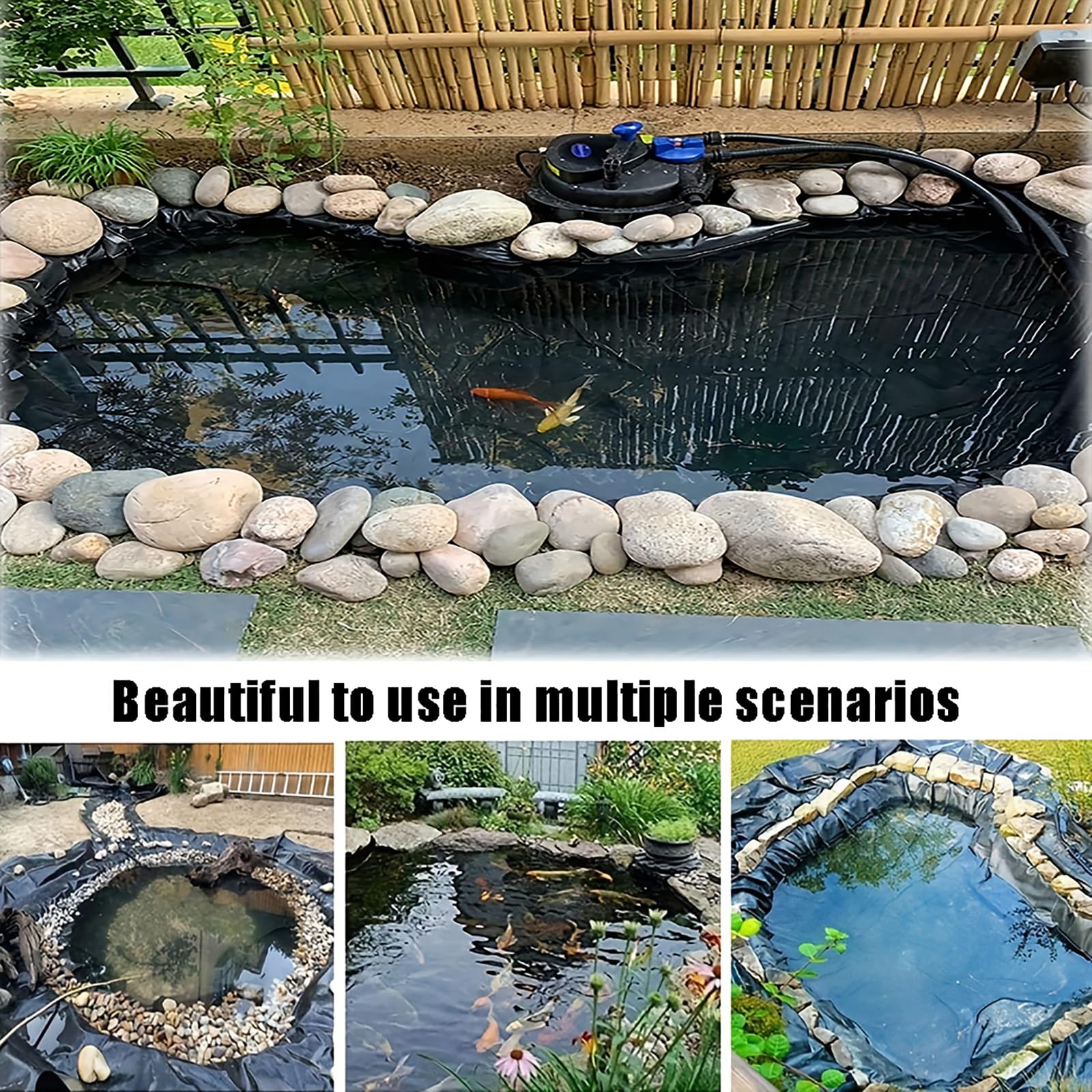 PVC Teichfolie 1x2m - Schwarze Fischteichplane Für Koi & Gartenteich