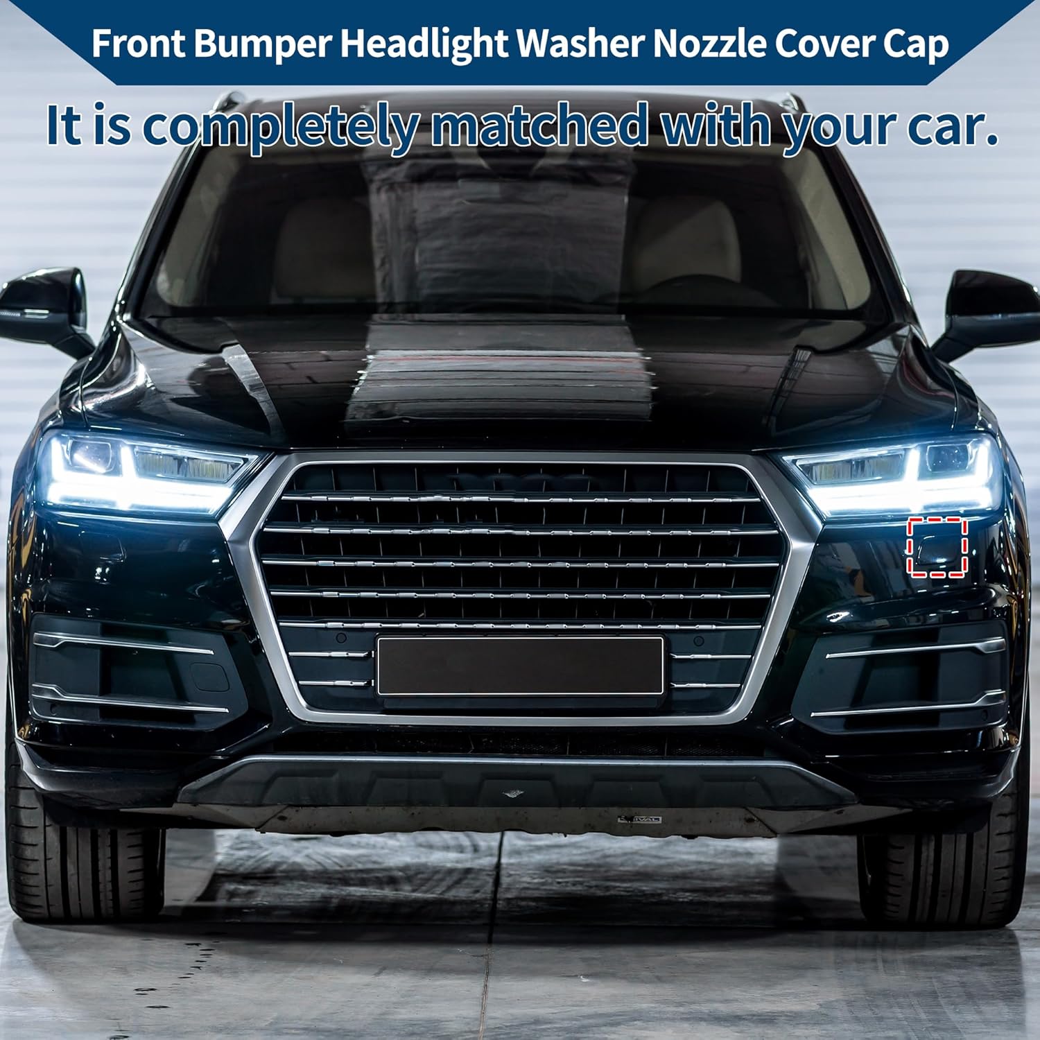 No.4M0807753A Front Left Side Bumper Headlight Washer Nozzle Cover Cap for Audi Q7 2016-2021 Bumper Trim Nozzle Cover Strong Durable 1 Pcs Silver Tone