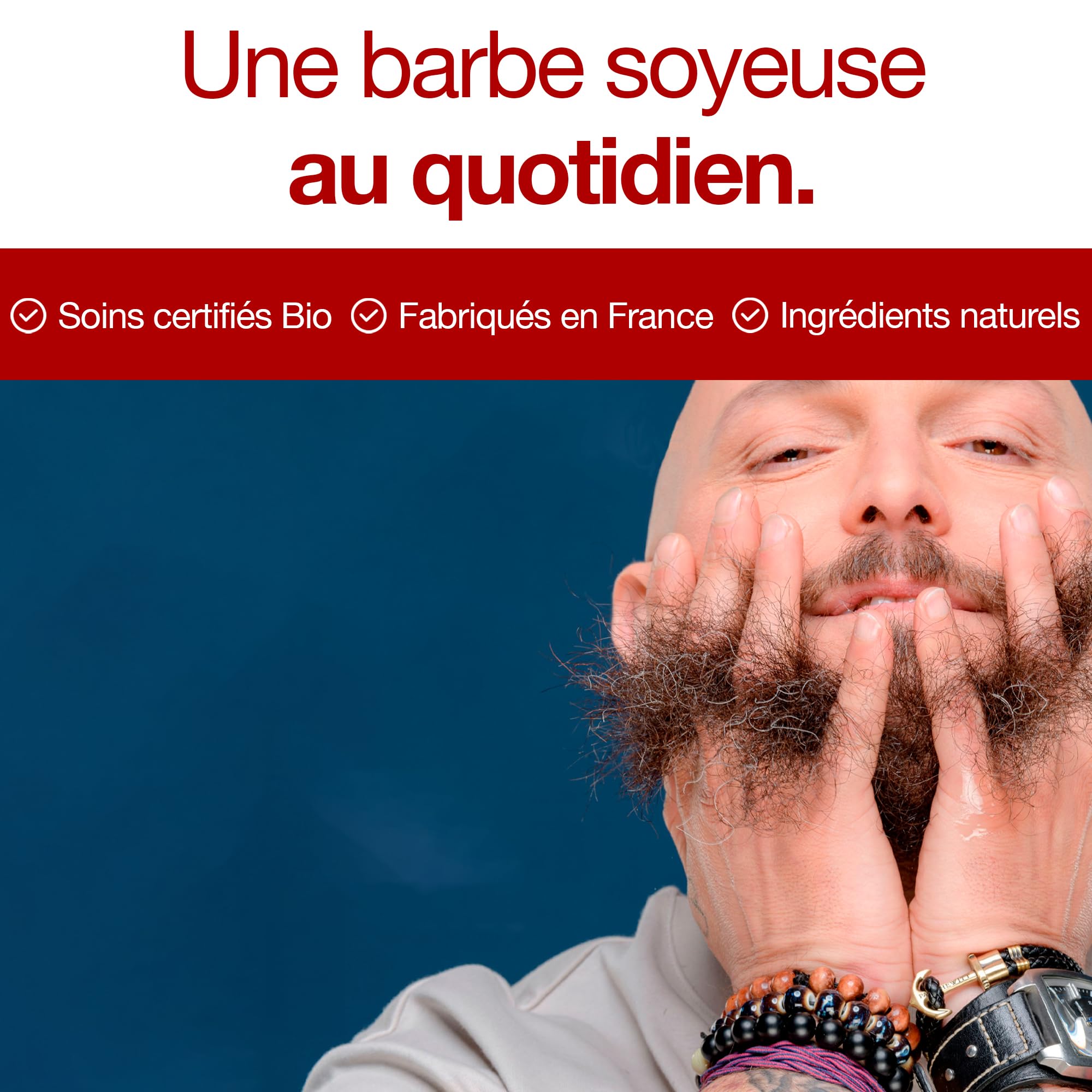 Sapiens Trio de Soin Barbe Homme - Huile Barbe Bio + Baume Barbe Bio + Brosse en Poils de Sanglier - Essentiels de Soins pour Barbe - Fabriqué en France