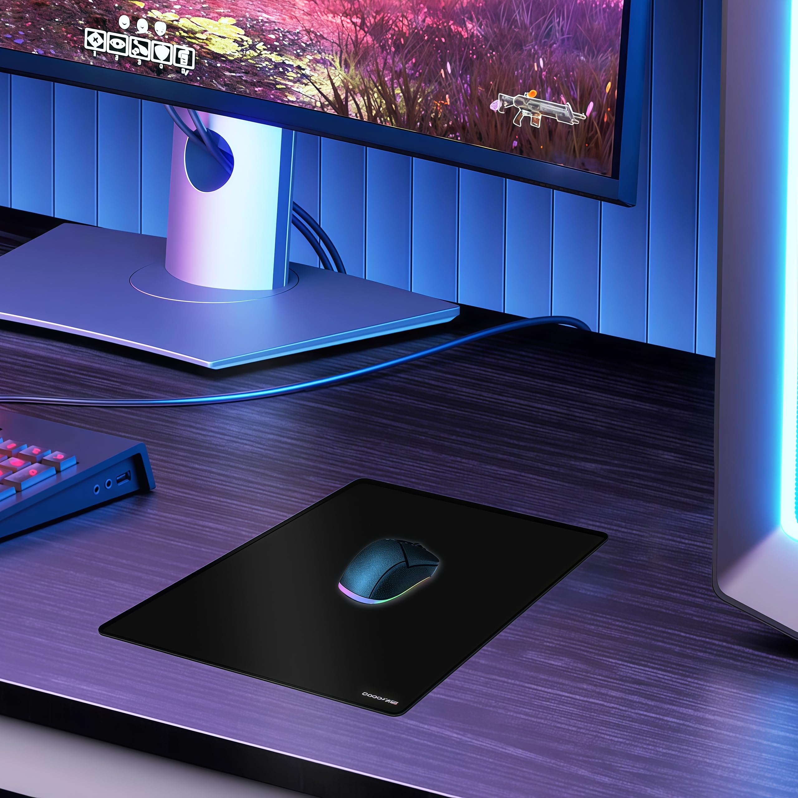 gogofree Alfombrilla de ratón de vidrio para juegos, alfombrilla de mouse ultra suave con superficie dura, alfombrilla de mouse grande de vidrio templado, control de velocidad de precisión para juegos