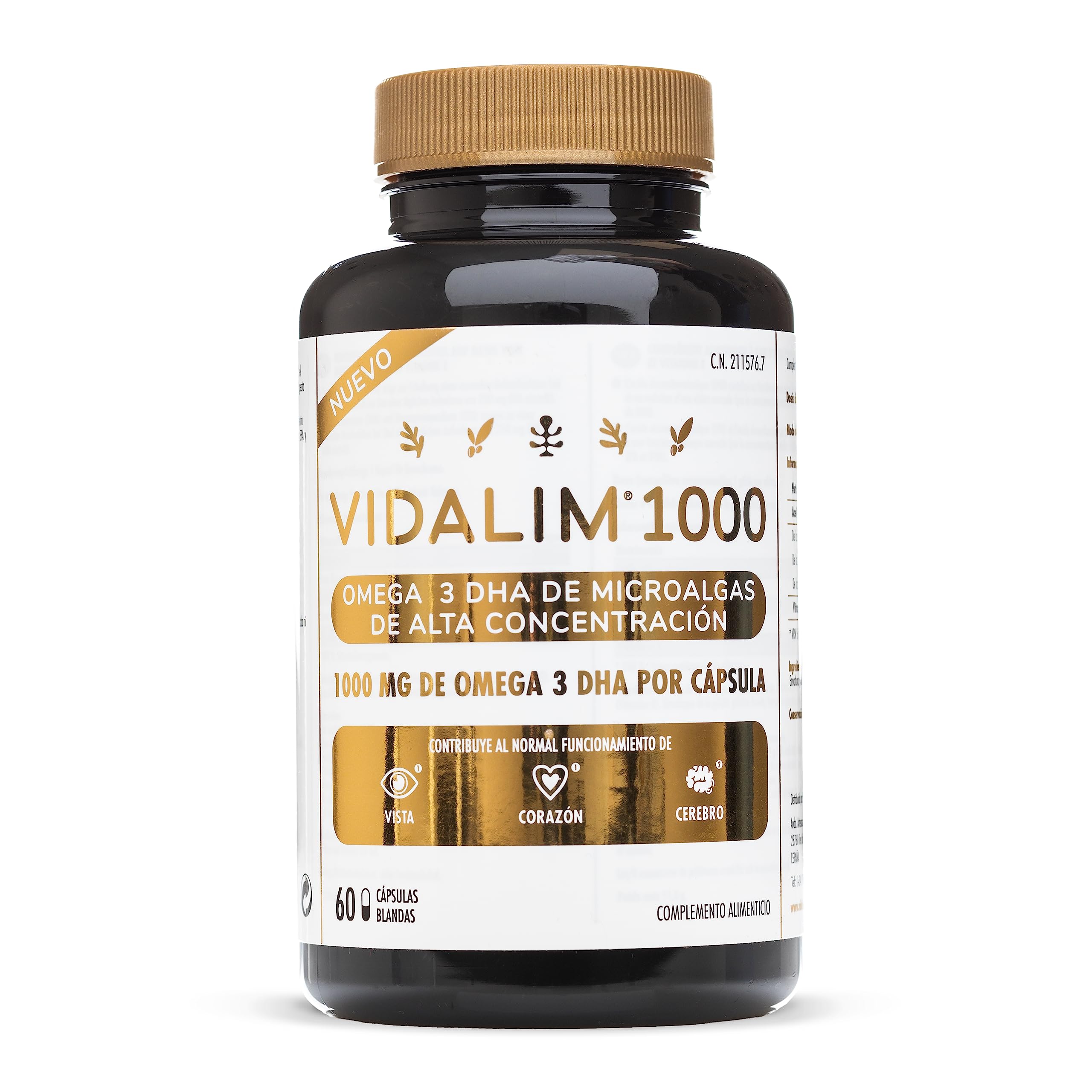 1000mg Omega 3 DHA de Microalgas por Cápsula (60 perlas). Máxima pureza
