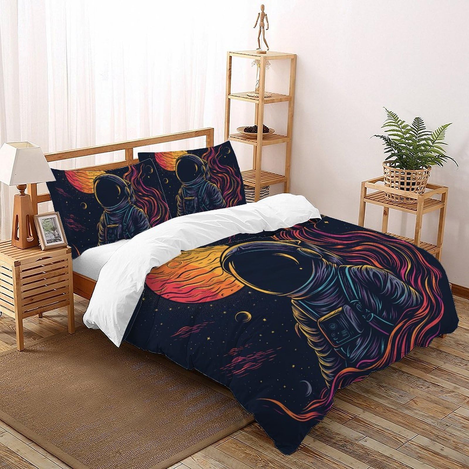 Housse de couette astronaute 260x220cm pour transformer la chambre d'enfant en espace spatial