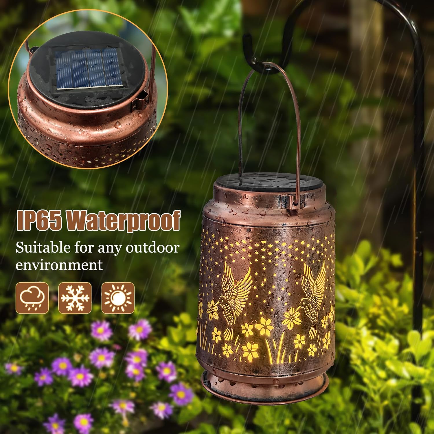 Hummingbird Solar Lanterns Outdoor Light Waterproof Garden Decor Gifts for Women Mom Grandma Hanging Solar Lights, YK-24081H
