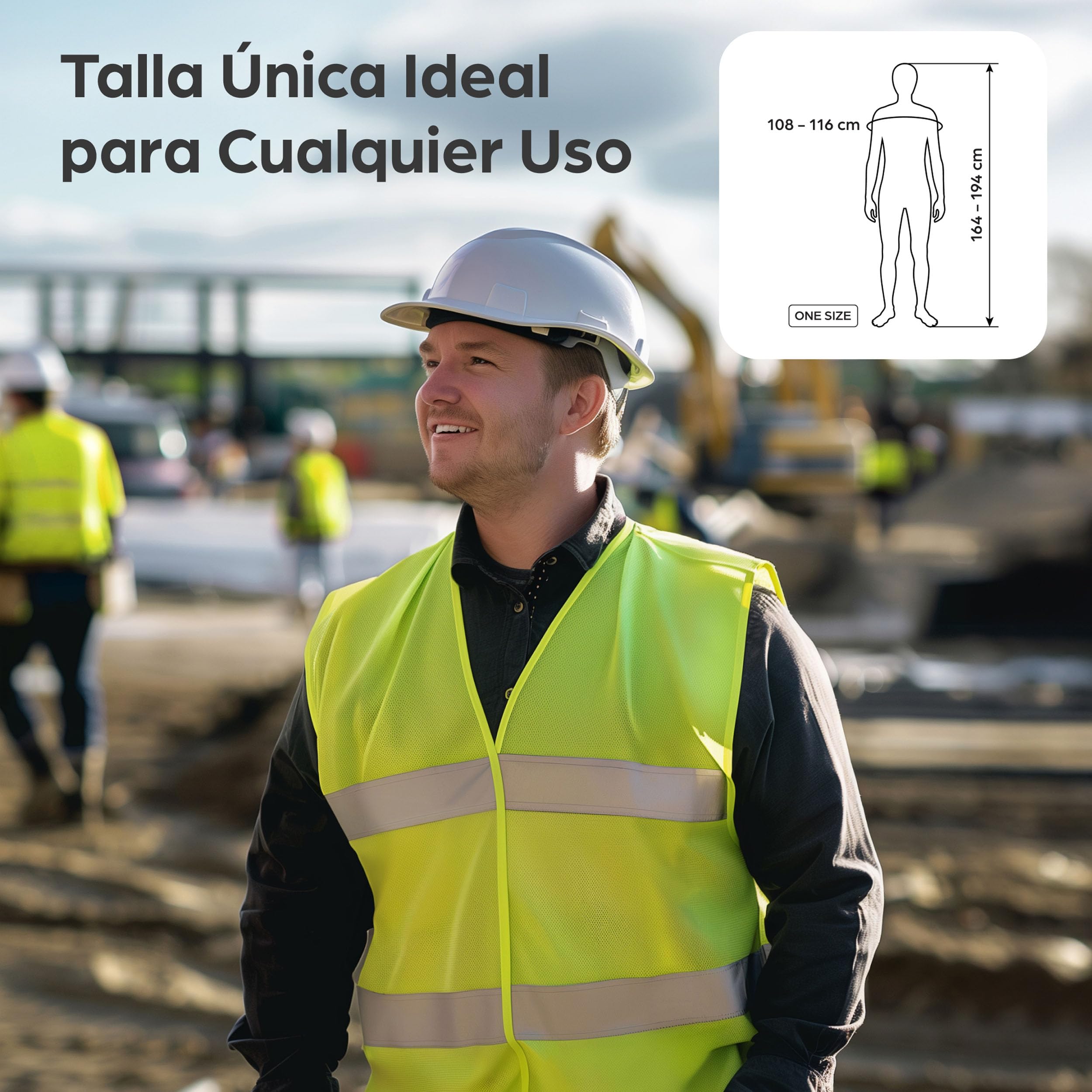 Prowiste 4 Chaleco Reflectante Homologado Set con Bolsa – Certificado EN ISO 20471, Válido en Toda Europa – Ideal para Auto, Construcción - Talla Única - Amarillo