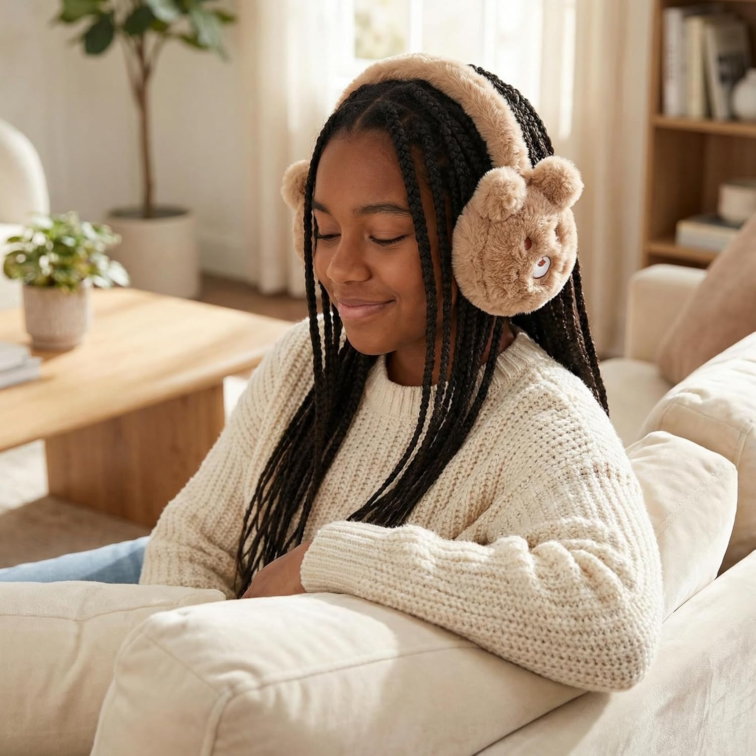 BESPORTBLE Ear Muffs for Winter Women – Cute Bear Pattern Earmuffs for Girls with Soft Faux Fur – Lightweight Ear Warmers Headband for Cold Weather Outdoor - Image 5