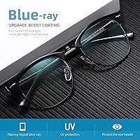 Vista 4 de Lentes Aomaste con bloqueo de luz azul, retro, con semi montura, UV400, lentes transparentes para computadora, unisex