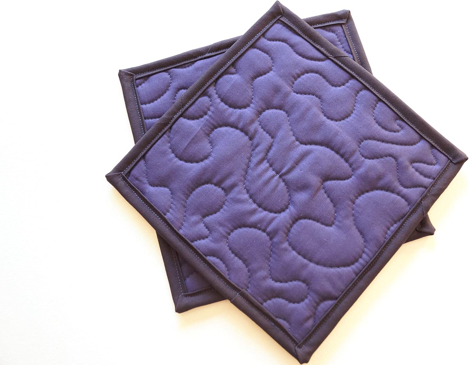 Batik Quilted Fabric Pot Holders in Shades of Blue and Purple