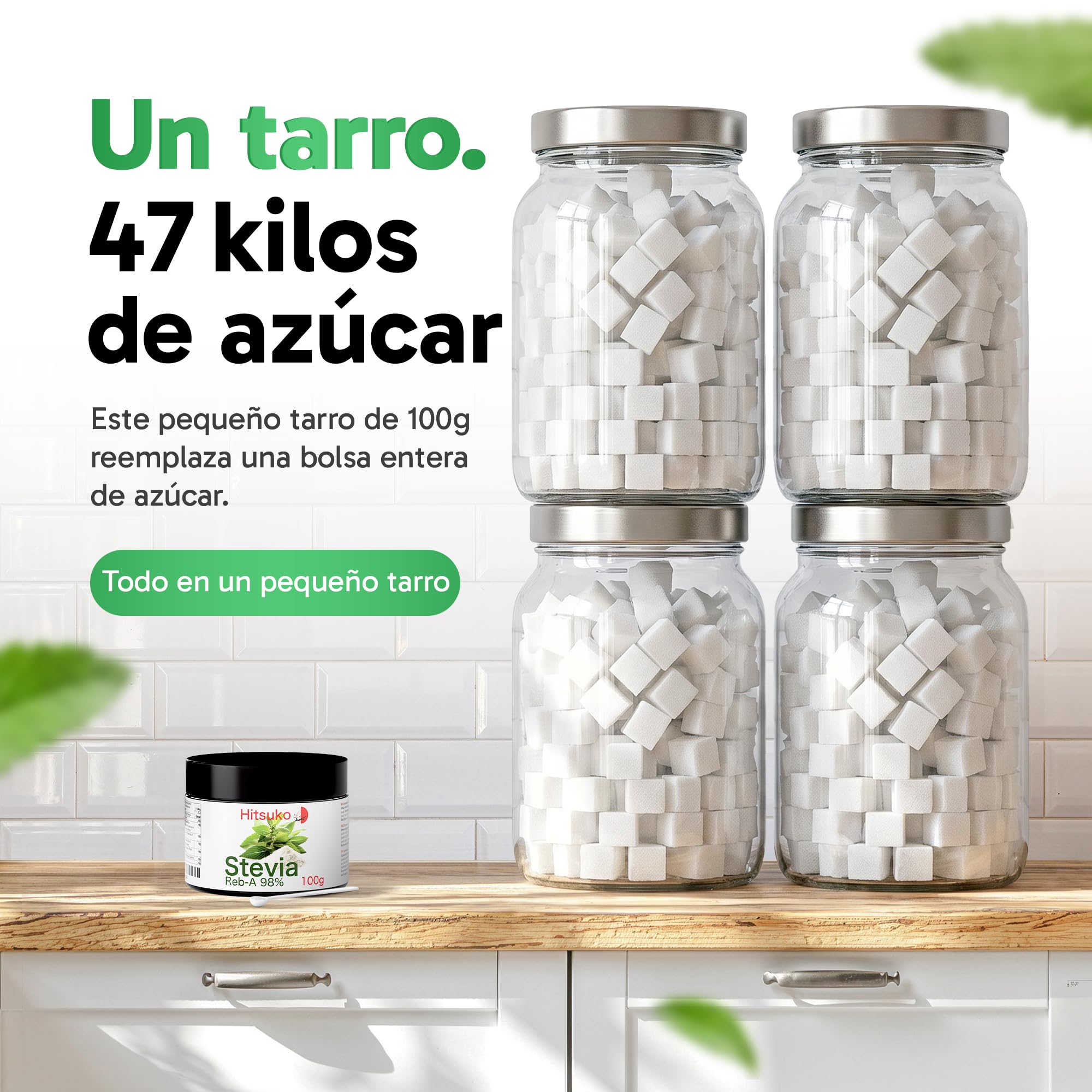 Polvo de Stevia Ultra-Concentrada (100g) | RebA-98 Puro al 98% | 470x Más Dulce que el Azúcar