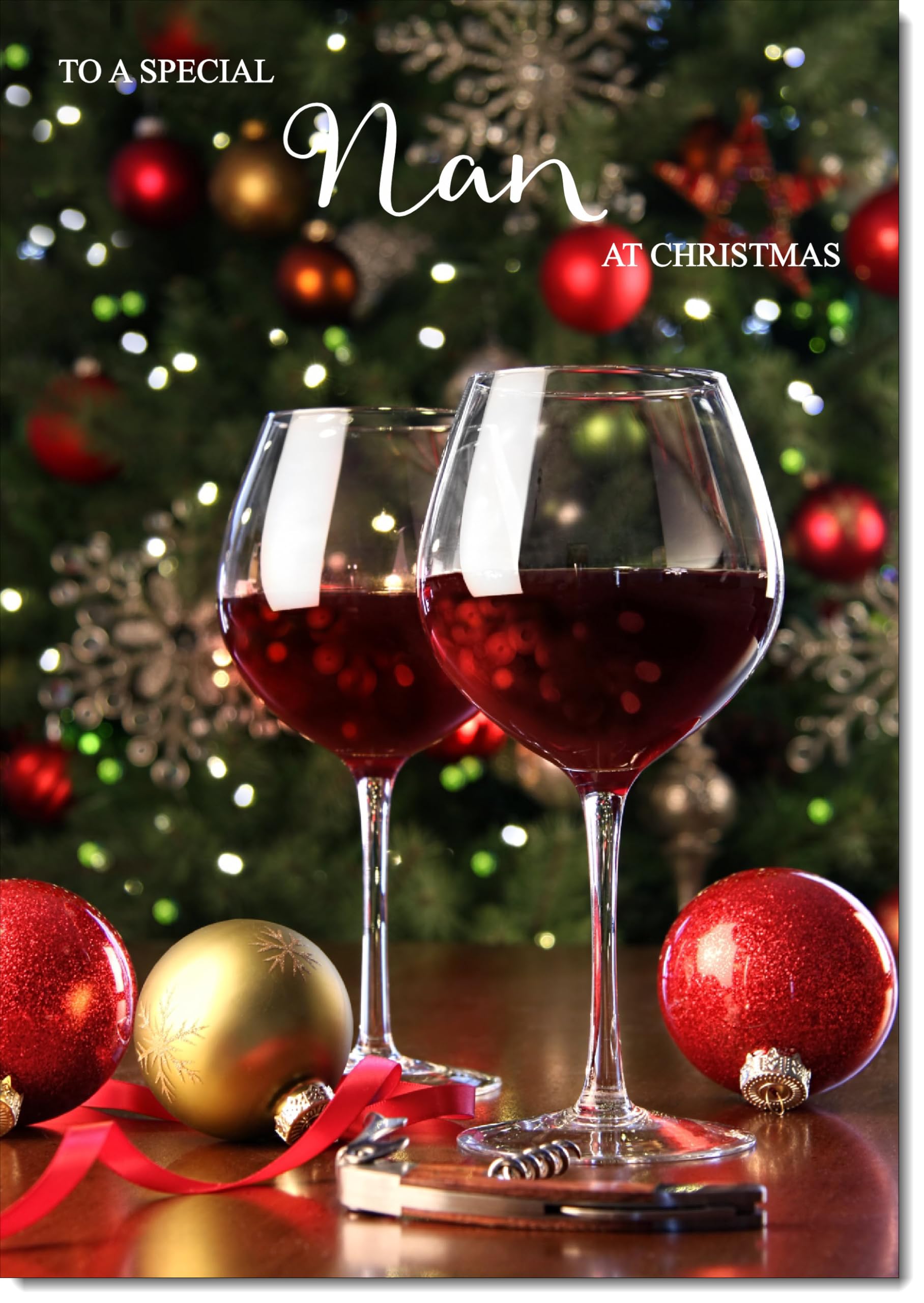 doodlecards Nan Christmas Card Red Wine Large A4 Size Christmas Card for Nan with Plain Envelope — image 1