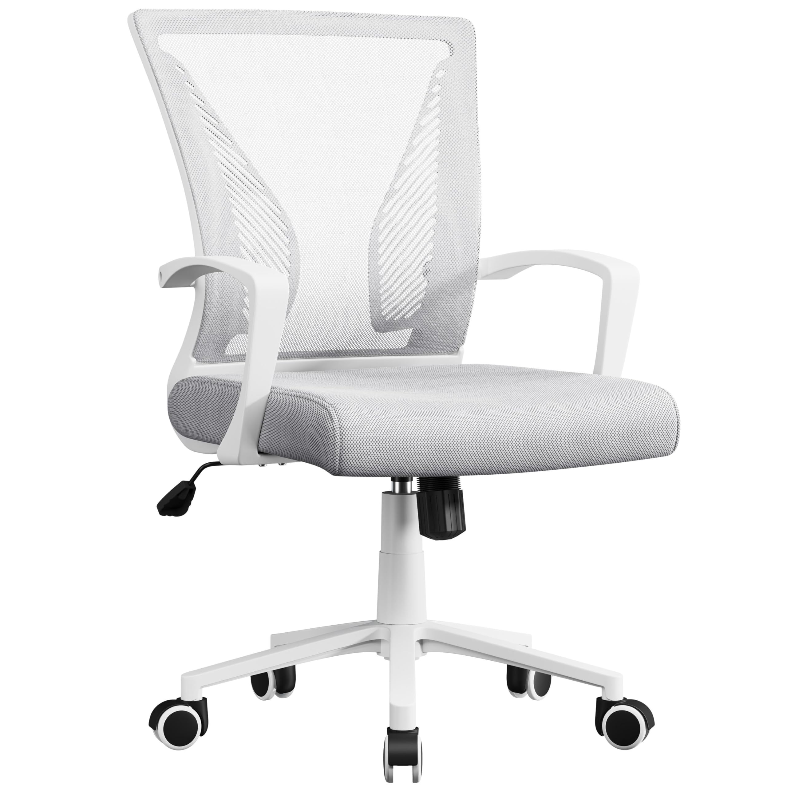 Yaheetech Bürostuhl Ergonomisch, Schreibtischstuhl mit Netzbespannung, Arbeitsstuhl mit Armlehnen, Chefsessel aus Mesh, höhenverstellbarer Computerstuhl 136 kg, atmungsaktiv, Wippfunktion