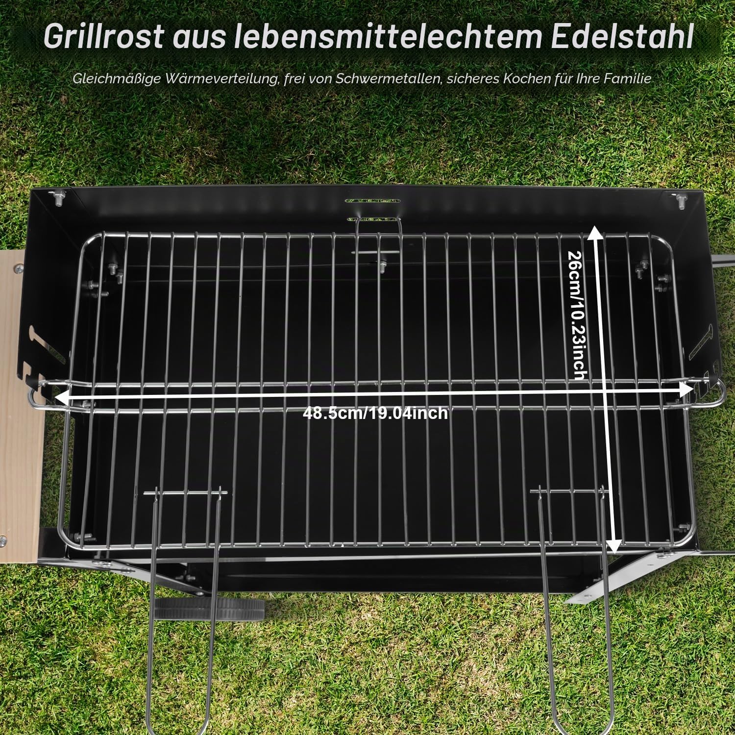 Großer tragbarer Holzkohlegrill - klappbar, höhenverstellbar, leicht zu reinigen für Outdoor und Camping