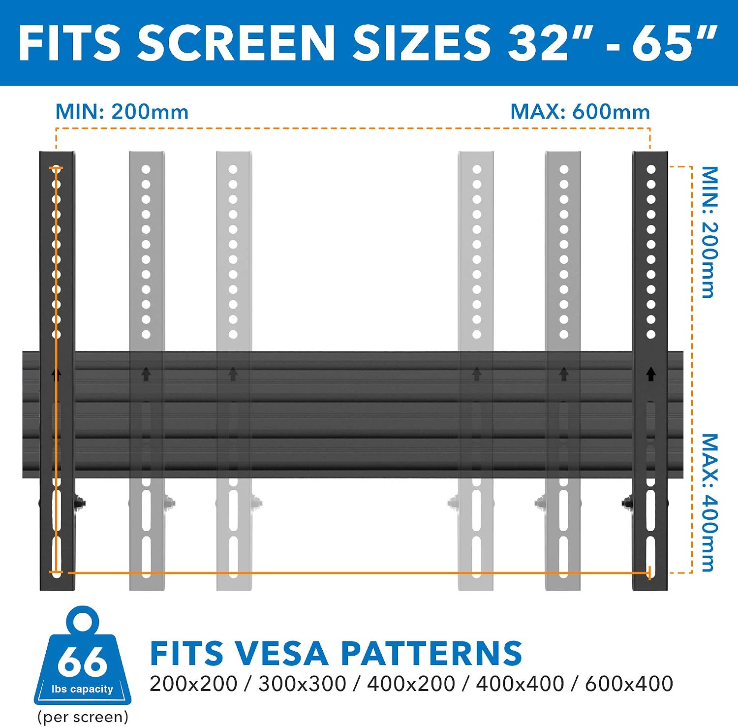 Mount-It! Triple Screen TV Ceiling Mount | Multi-Display Commercial Grade Ceiling Bracket for Three Flat Screen Displays | Adjustable Height, Fits Up to 600x400, 198 Lbs Capacity