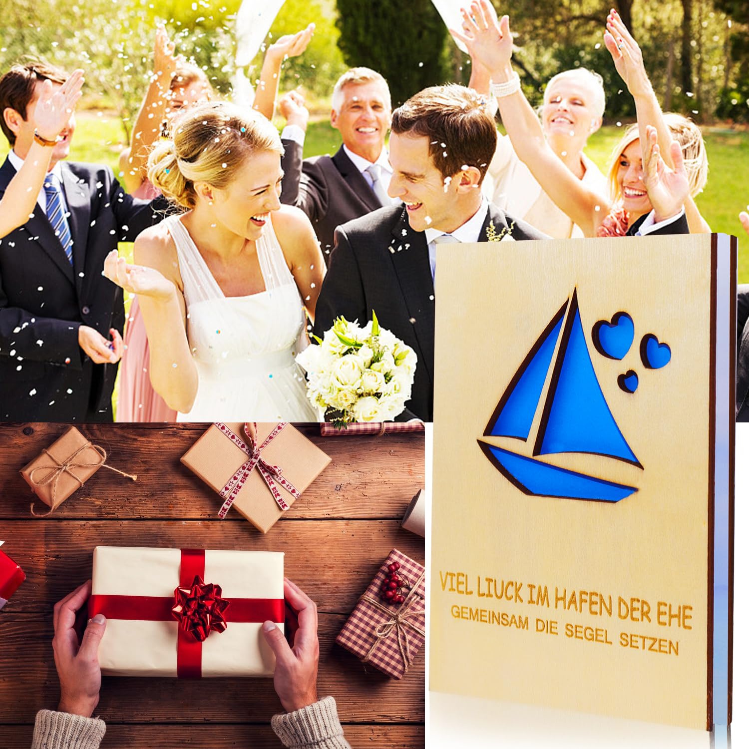 Carte Puzzle D'anniversaire De Mariage En Bois Avec Enveloppe, Carte De