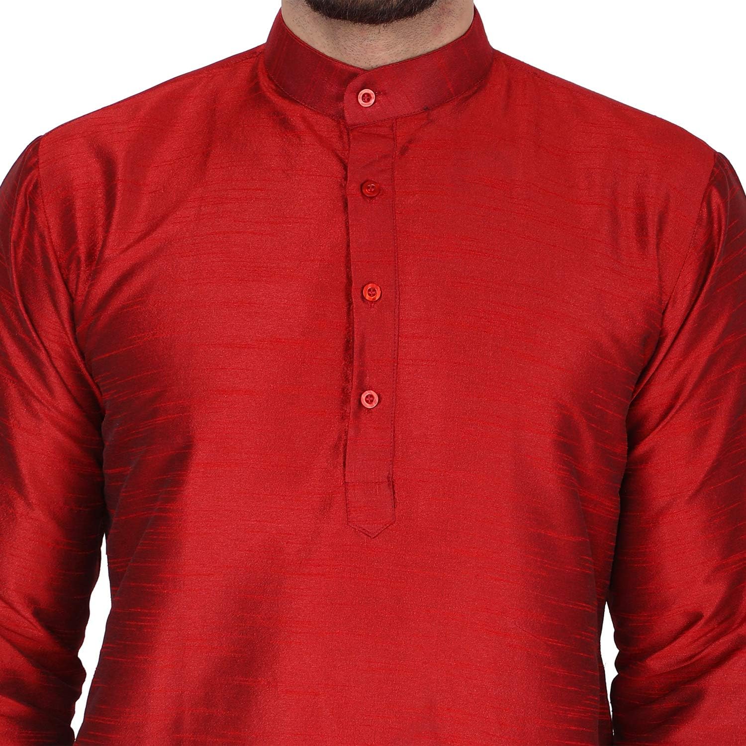 SKAVIJ Men's Art Silk Long Shirt Indian Casual Kurta Party Wear Outfit - Image 2