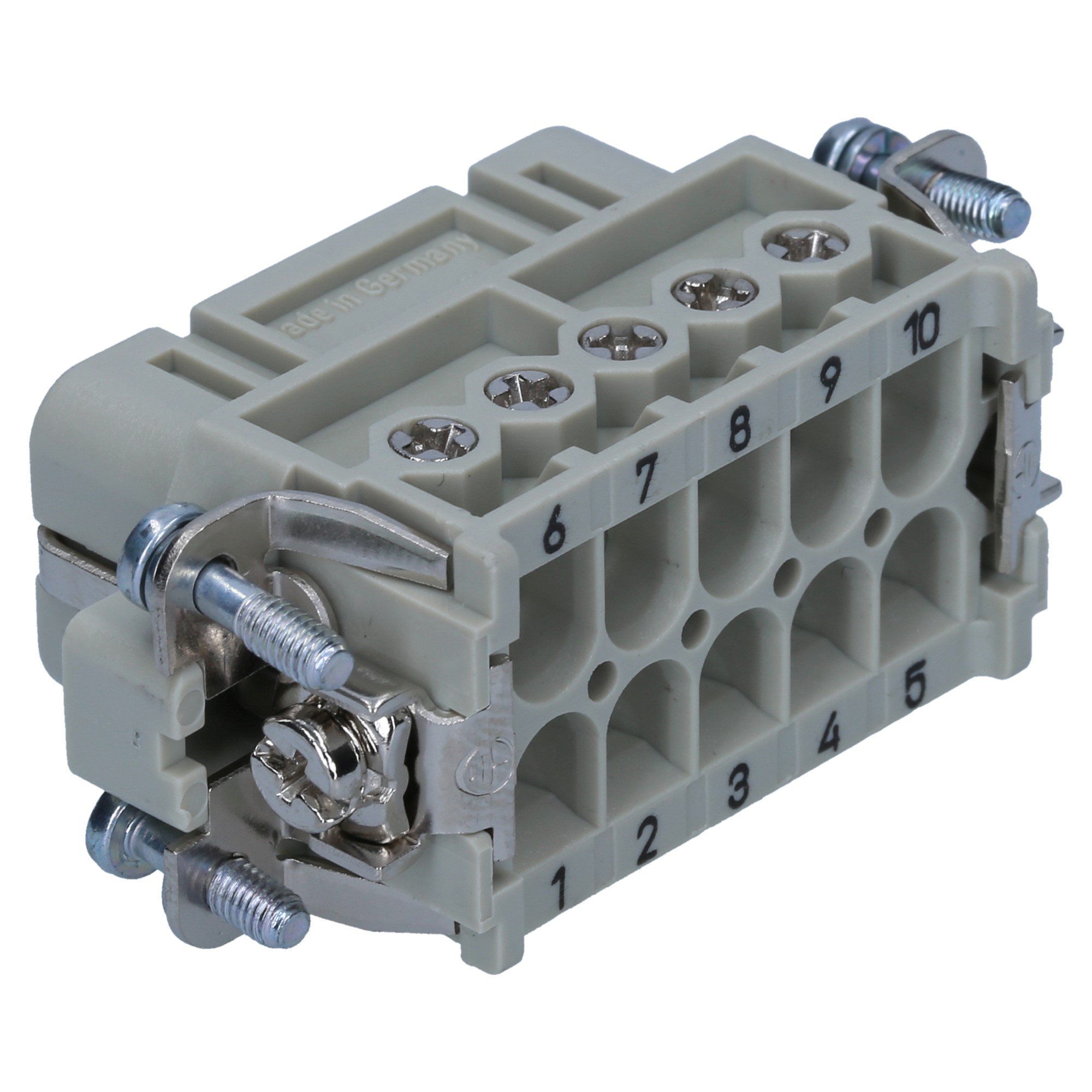 Harting 9200102812 Han 10A Buchseneinsatz - 10-polig - Schraubanschluss | Industriesteckverbinder 250V 16A - IP65 Schutzklasse - Kupfer-Kontakte - kompatibel mit Han-Modular Stecksystem