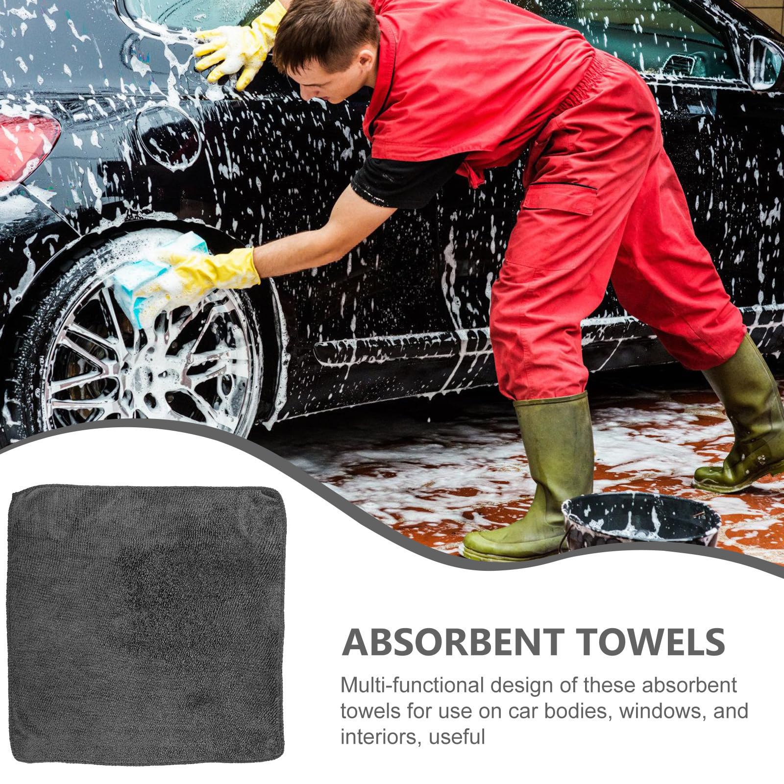 COHEALI 12piezas Toallas de Microfibra para Coche Unidades Ultraabsorbentes y Reutilizables Grises para Lavado y Secado Exterior Interior