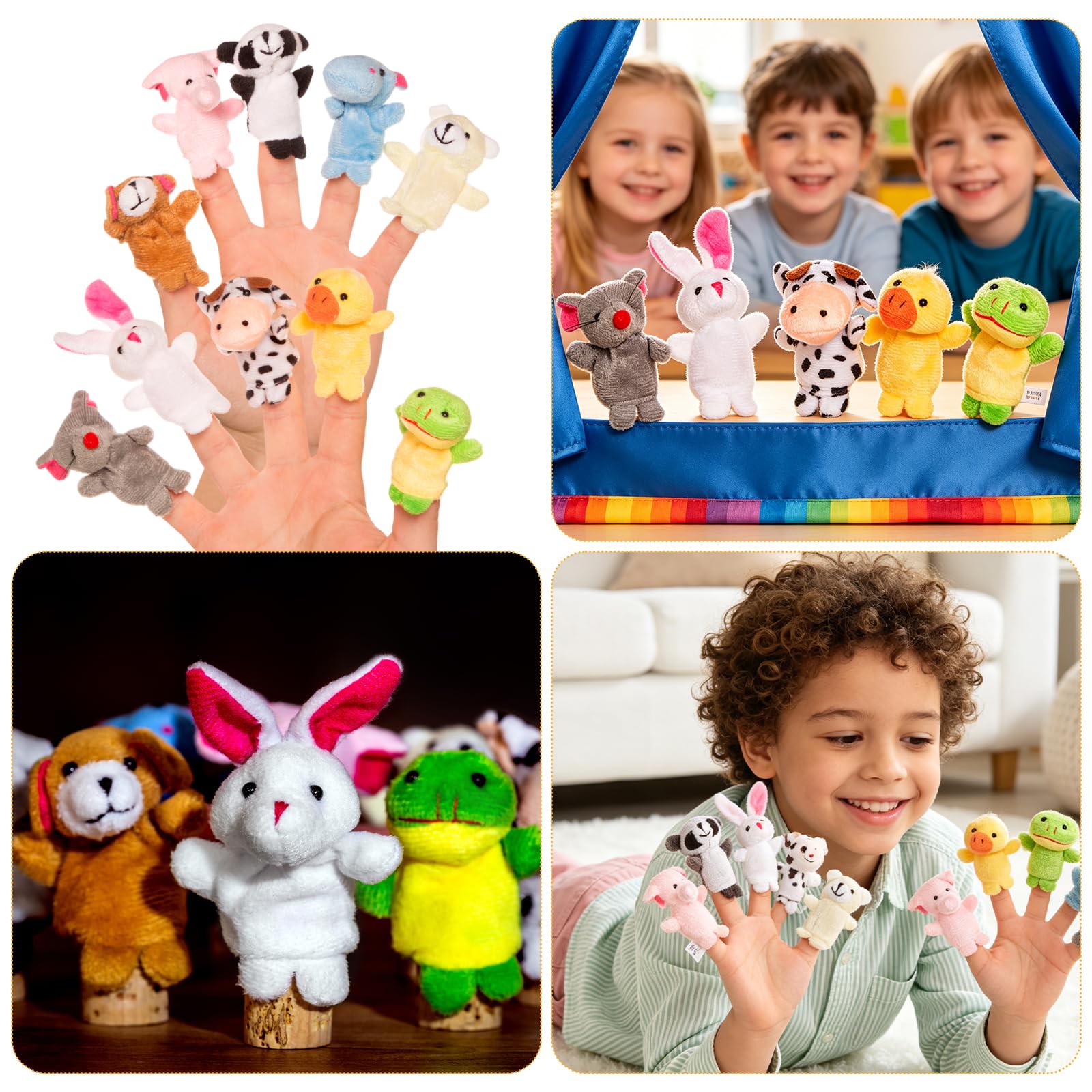 10pcs Different Cartoon Animal Finger Burattini in Morbido Velluto Dolls Toys Props