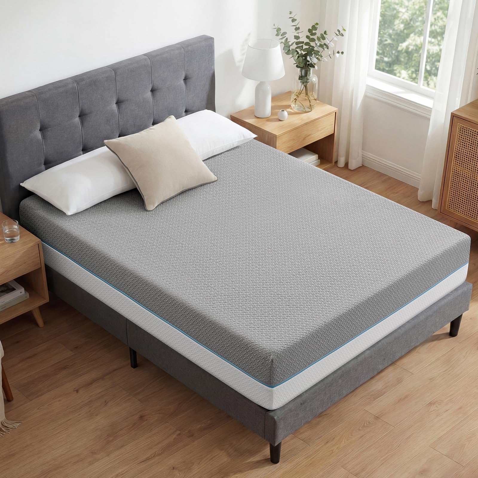 WEUP Extra Firm Mattress Queen Size, 8 Inch Firm - Extra Firm Flippable Mattress, High Density Memory Foam Mattress for Back Pain, Removable Cover,