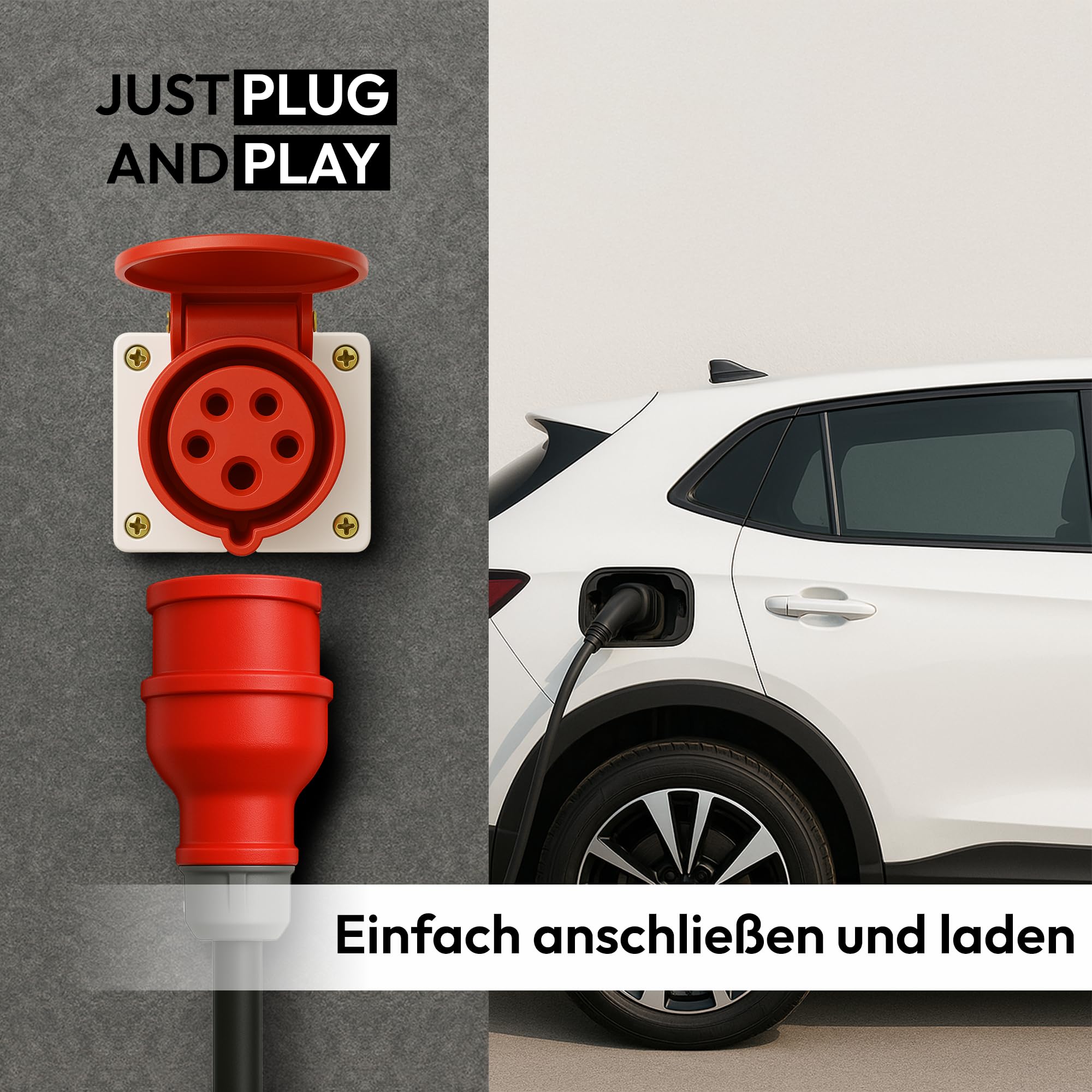 Mobile Wallbox 11 kW 16A Typ 2 Stacja ładowania, regulowana moc ładowania 6-16A, kabel ładujący 6 m, wtyczka CEE 16A, przenośna ładowarka EV z wyświetlaczem LCD i aplikacją, adaptery