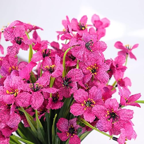 Miniatura 5 de GREUS Flores artificiales, 6 unidades, arreglo de magnolia sintética de tallo largo, Arreglos Florales de seda, artificiales para decoración, flores