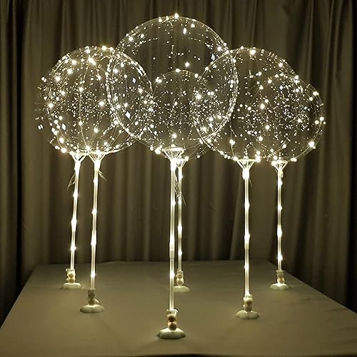 Miniatura 2 de Lightsfever 6 globos de luz LED de color blanco cálido con palos, soportes y baterías, centros de mesa para fiestas, Acción de Gracias, no requiere