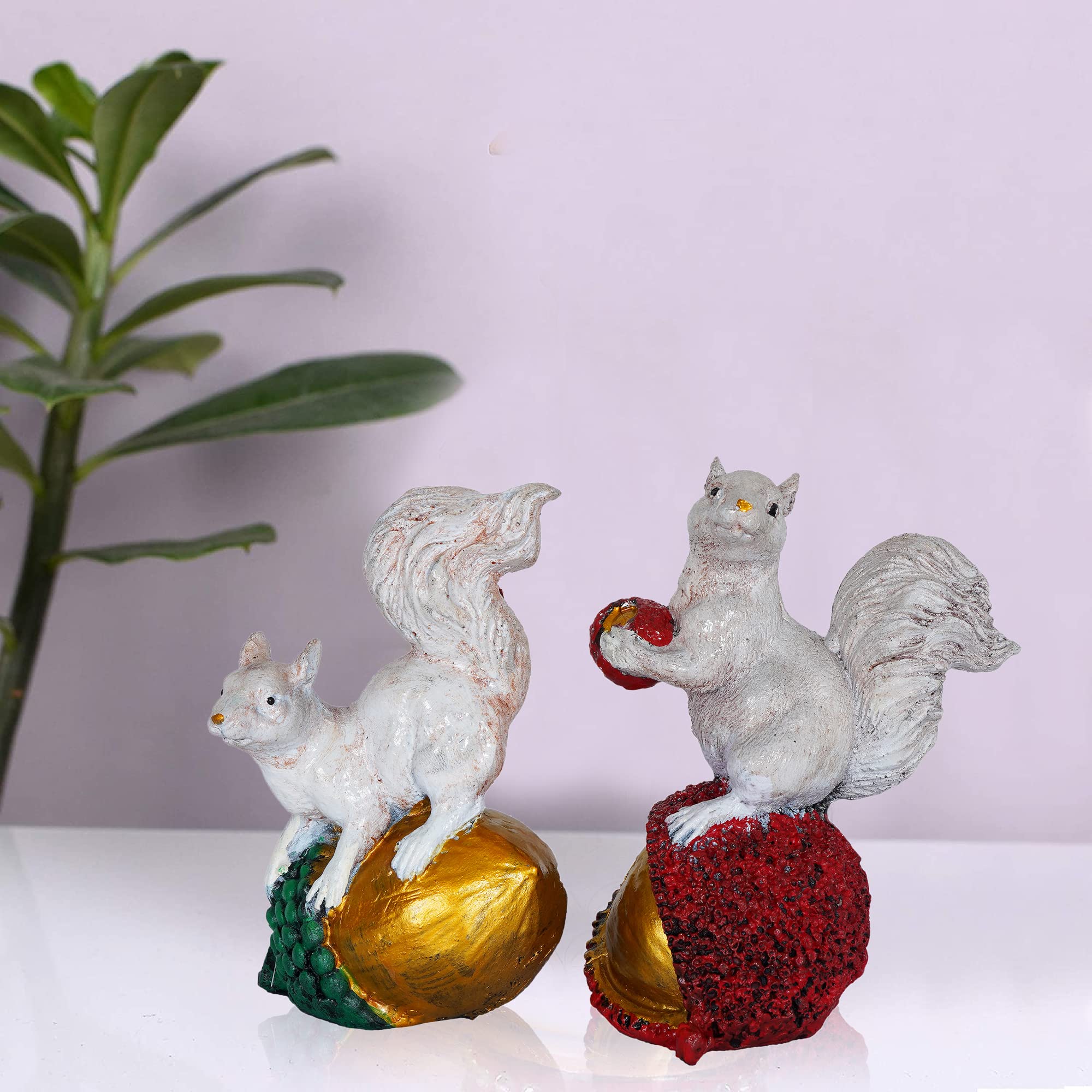 ZART Polyresin Showpiece - Squirrel Holding Nuts Statue for Home Decor, Vaastu, Fang sue, Traditional, Handmade, Miniature, Antique (Multicolor, Set of 2) (B094H12X3K) Amazon Price History, Amazon Price Tracker