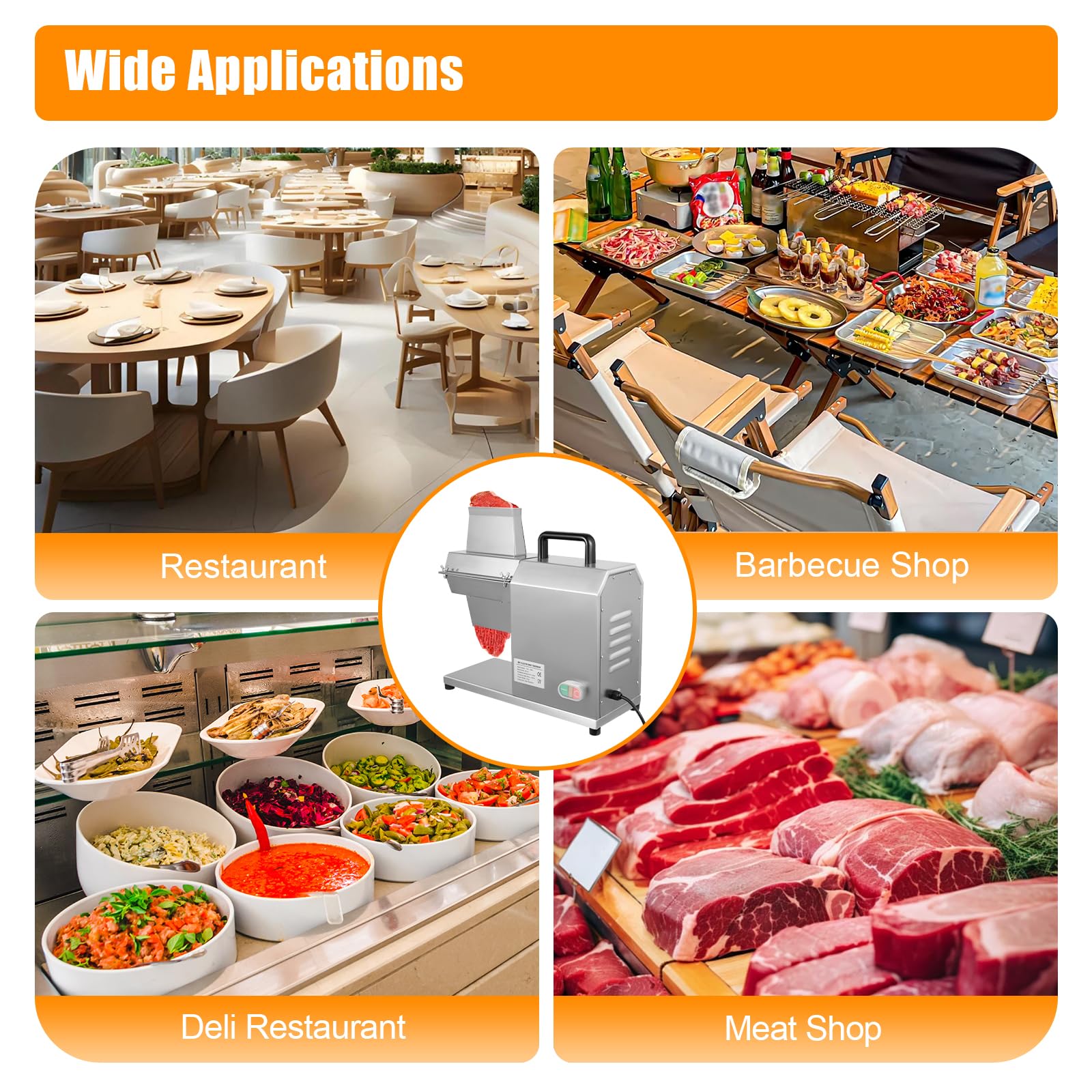 450W Commercial Electric Meat Tenderizer - 304 Stainless Steel Steak Machine with 5.31