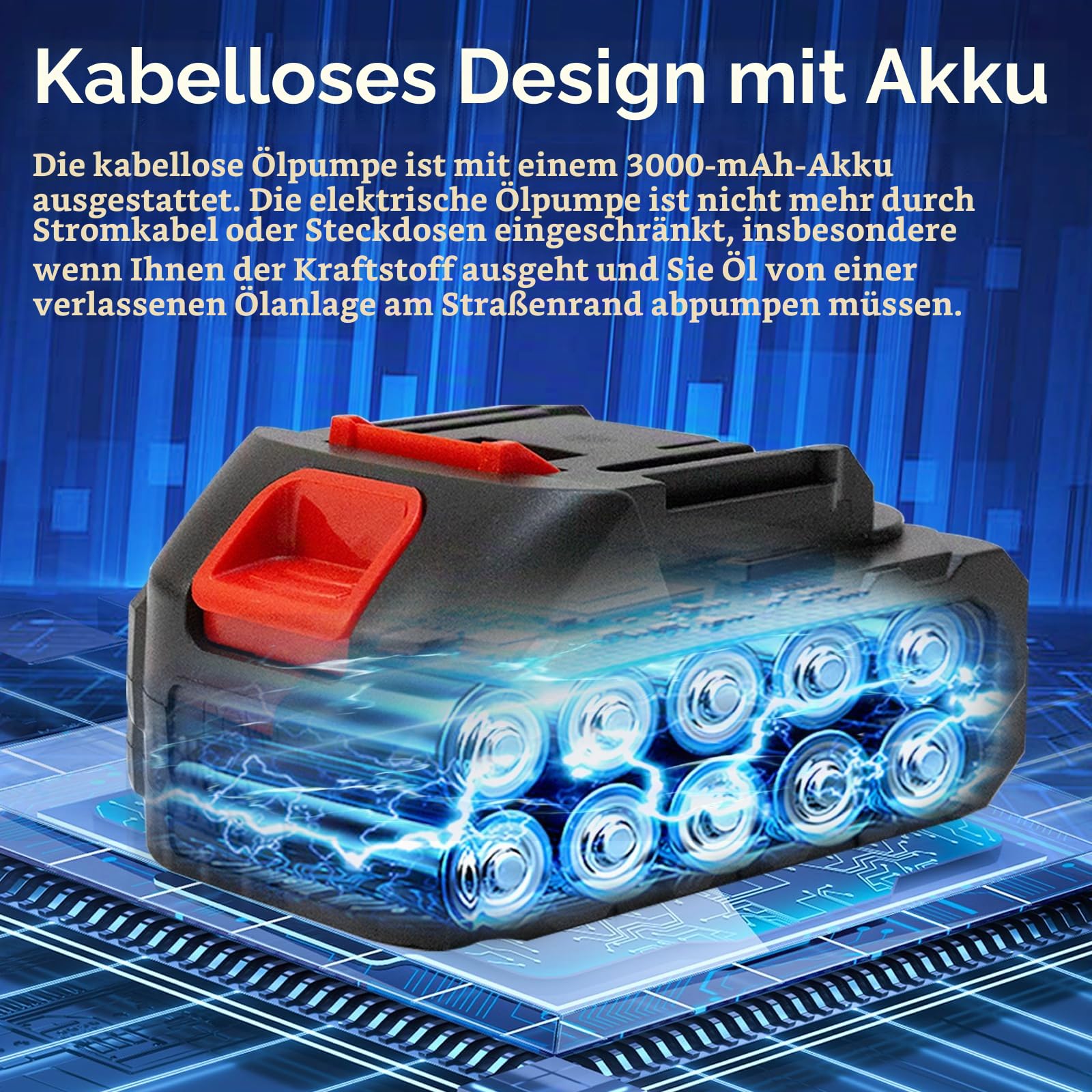 Dieselpumpe, Akku Dieselpumpe mit 3000mAh Akku und Ladegerät, Ölabsaugpumpe Elektrisch, Tragbare Elektrische Ölpumpe Kabellos Diesel Pumpe Förderpumpe für Diesel, Kerosin