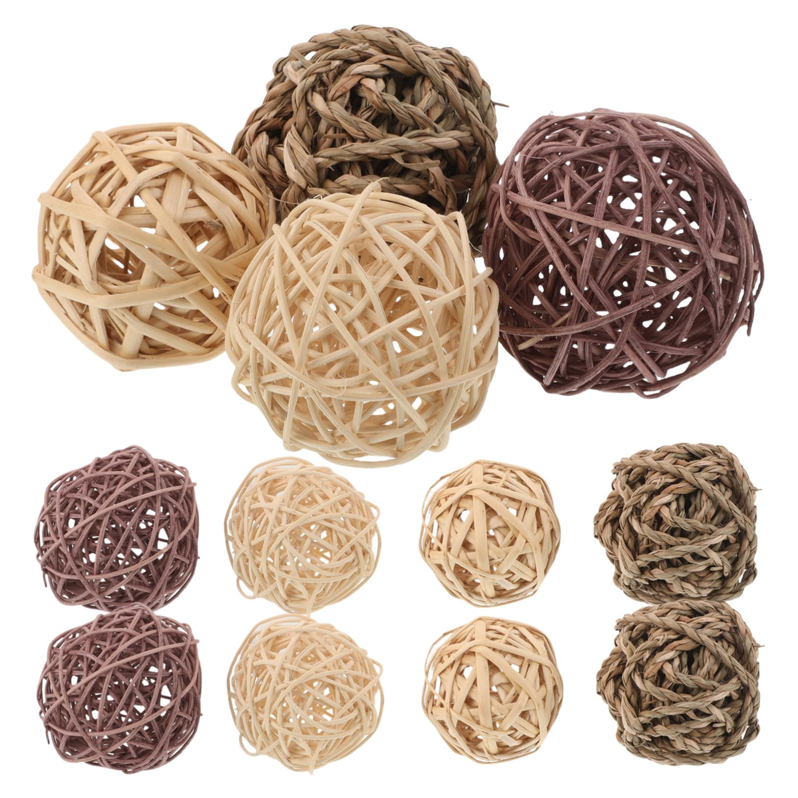 20pezzi Giocattoli Naturali in Rattan Per Masticare Confezione Da Palline Per Conigli Porcellini Criceti Per Giochi Al Chiuso