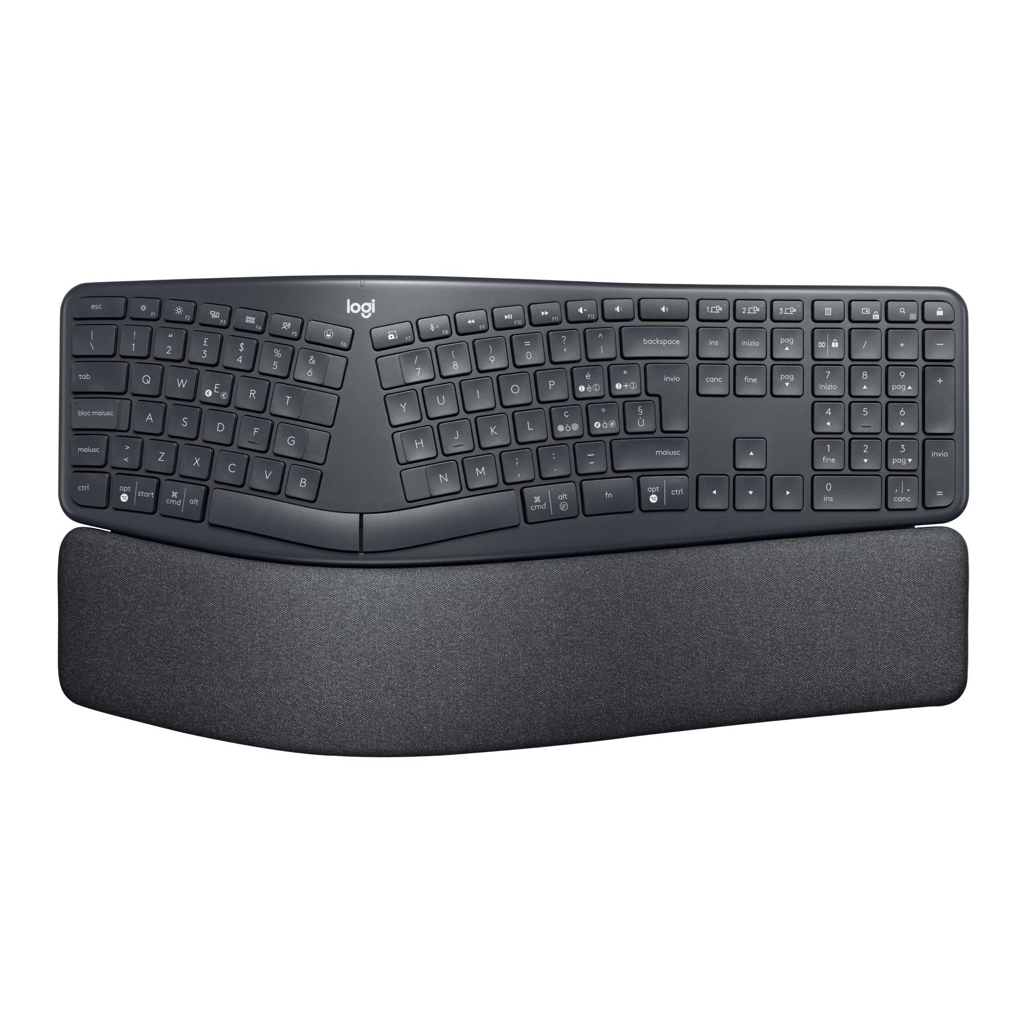 tastiera wireless split ergonomica logitech ergo k860 grigia
