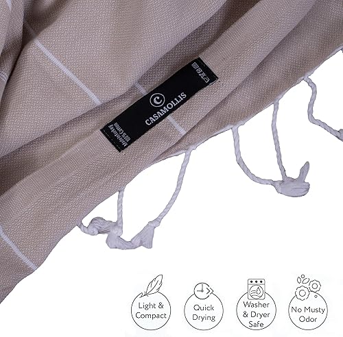 Miniatura 4 de Casamollis Toalla de playa turca, prelavada, 100% algodón, suave, absorbente, de secado rápido, sin arena, grandes toallas de playa de gran tamaño
