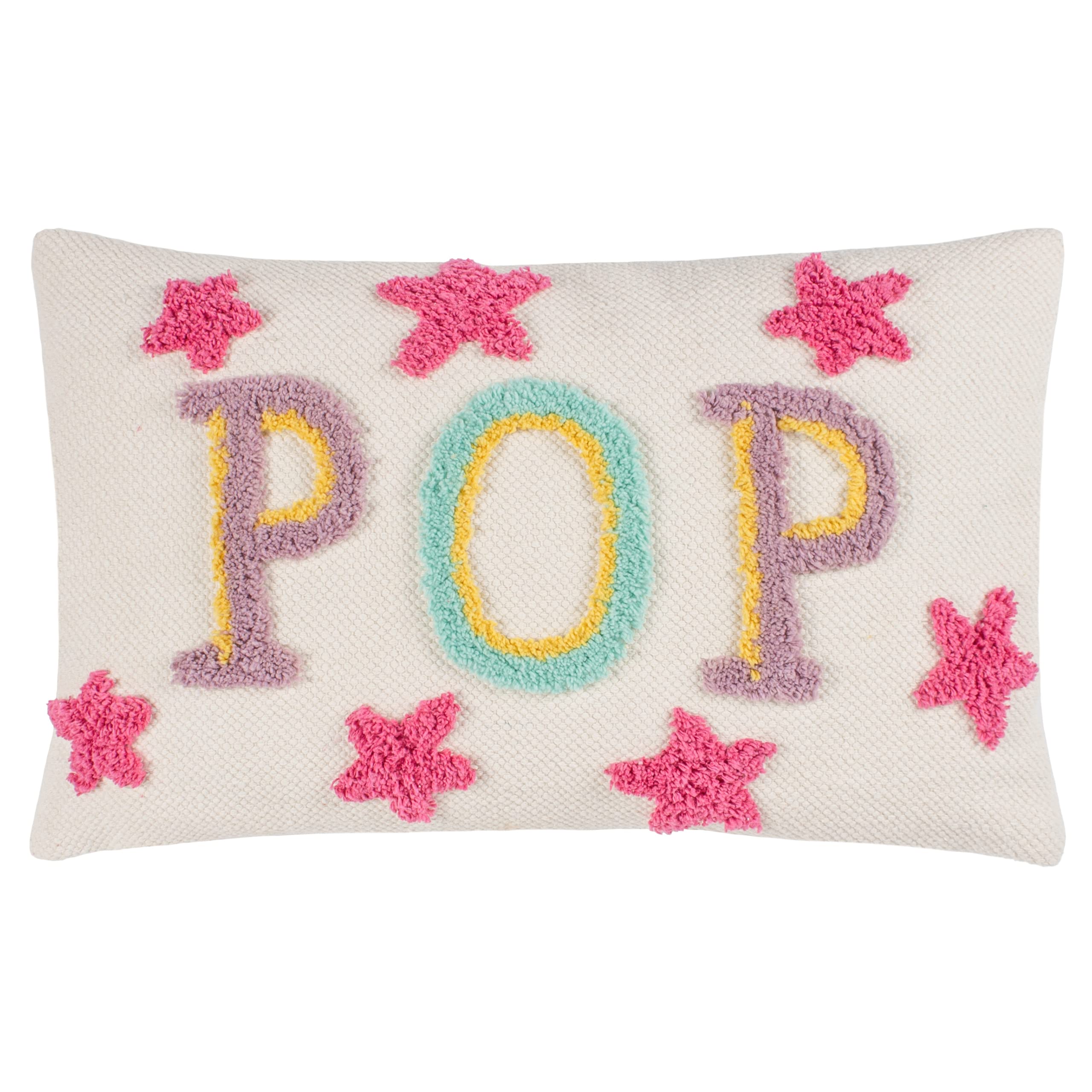 furn. Heya Home Pop Cushion Cover – Colourful Tufted Cotton Slogan Decorative Case (Multicolour – 30x50cm)