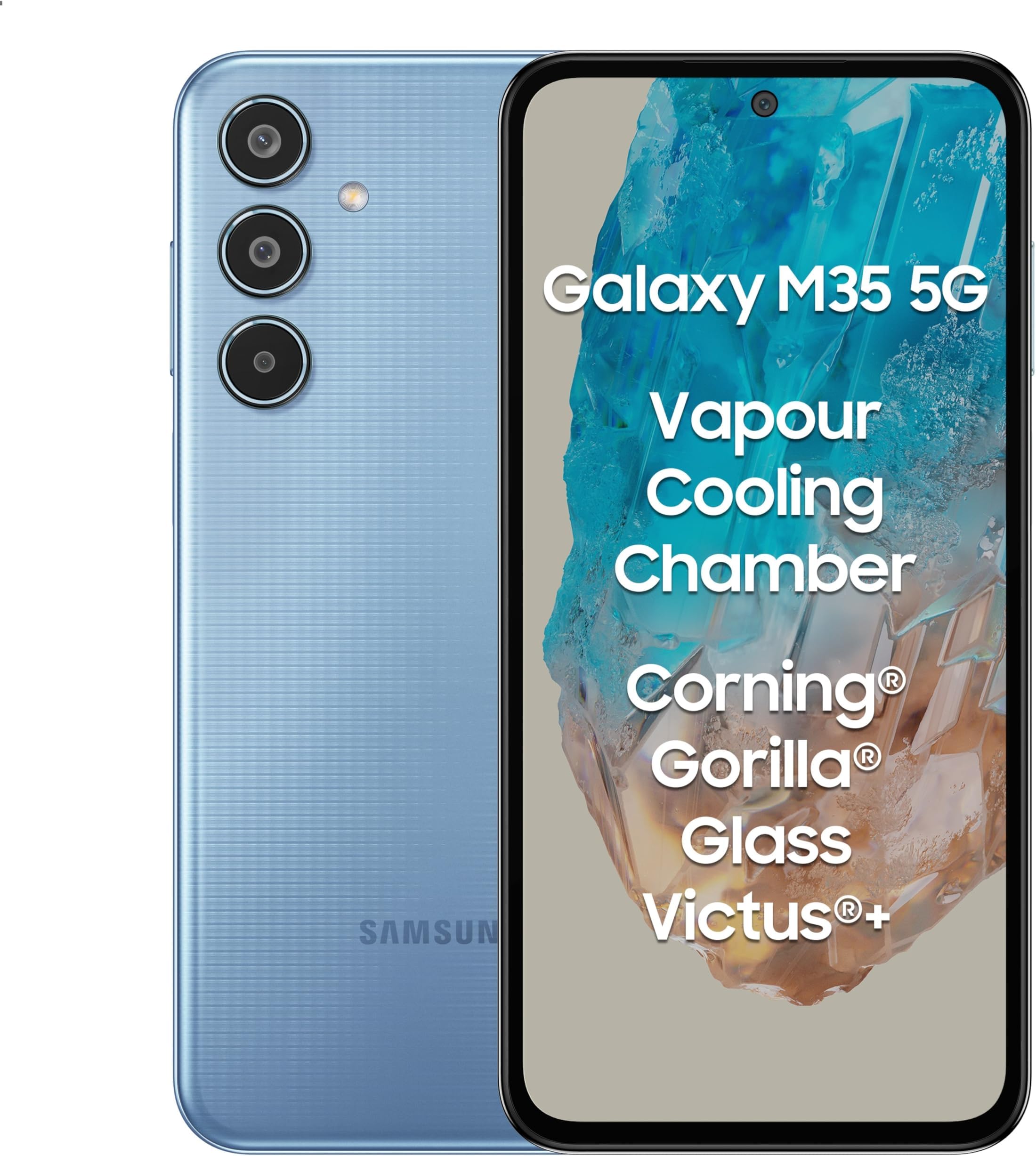Samsung Galaxy M35 5G (Daybreak Blue,8GB RAM,256GB Storage)| Corning Gorilla Glass Victus+| AnTuTu Score 595K+ | Vapour Cooling Chamber | 6000mAh Battery | 120Hz Super AMOLED Display| Without Charger