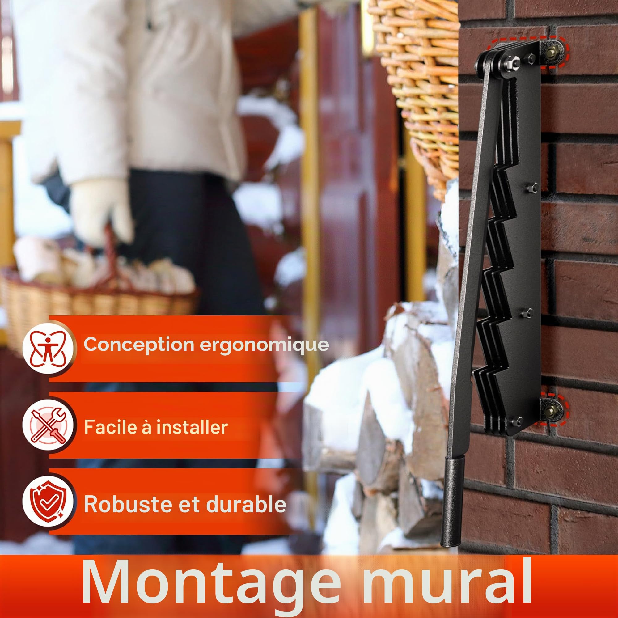 YRHome Fendeur de bois manuel, fendeur de bois à allumage facile, montage mural, fendeur de bois mural, fendeur manuel de bois, scie à copeaux, fendeur d’allumettes pour bois tendres avec gants