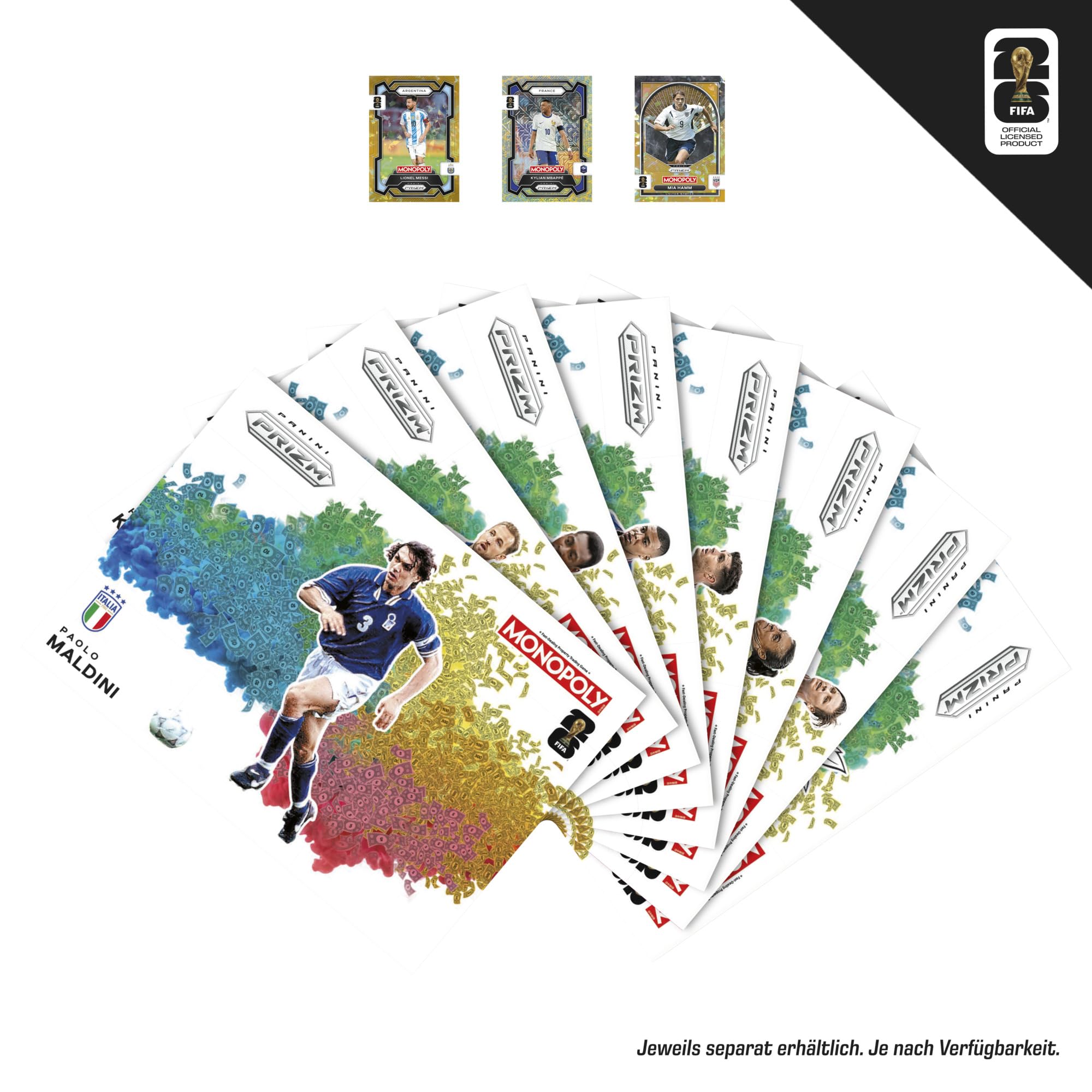 Monopoly Panini Prizm: FIFA World Cup I gra planszowa z Monopoly Panini Prizm FIFA World Cup 2026, karty Trading Cards I od 8 lat - wersja niemiecka