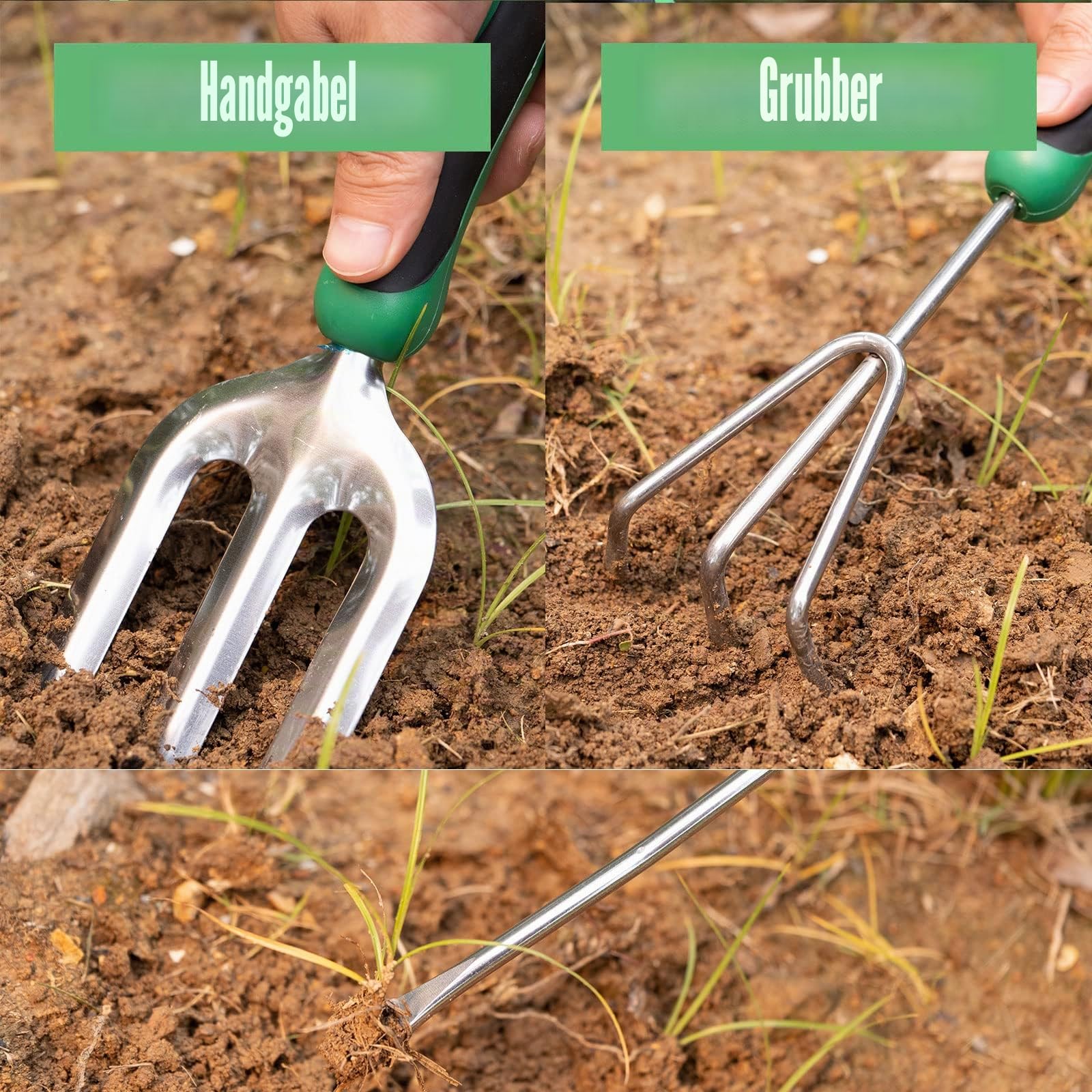DEWINNER Gartenwerkzeug-Set, Handwerkzeug-Geschenkset, Außentür, Garten, Umpflanzen, Gabel für Gärtner, Kelle, Umpflanzer, Kultivator, Unkrautjäten, mit robuster Aufbewahrungstasche zur Aufbewahrung