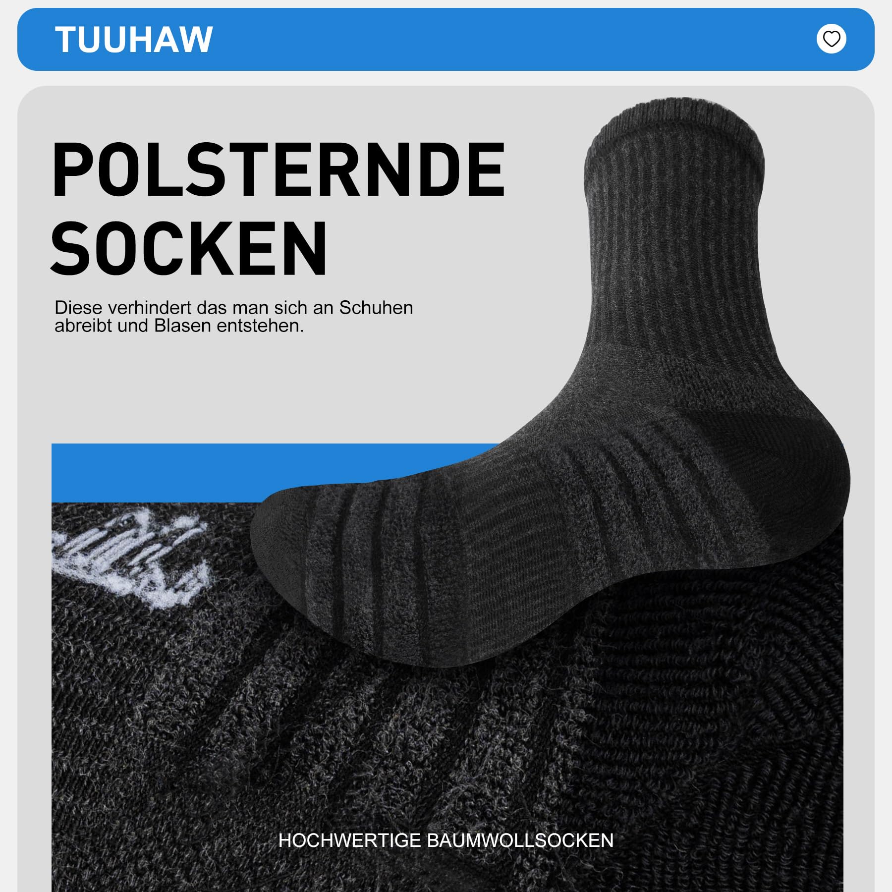 TUUHAW 6/12 Paia Calzini Uomo e Donna Sportivi Lunghe Cotone Sport Calzettoni con Buona Elasticità Alti Socks Calze Traspiranti