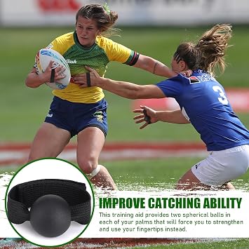 TOBWOLF 4PCS American Football Catching Trainer Band, Rugby Football Catching Receiver Trainers, Football Receiving Training, Volleyball Catching Training Hand Strap Beginner Practice Fingertip | Improve Catching Skills & Ball Control | Adjustable Hand Strap for Beginners Practice Football, Rugby & Volleyball Training