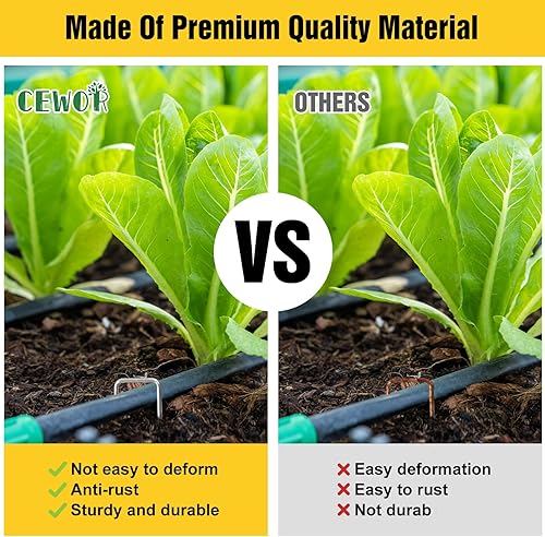 Miniatura 4 de CEWOR Paquete de 50 grapas para paisaje, estacas de calibre 11 de 12 pulgadas, estacas de jardín galvanizadas, grapas de paisajismo y pasadores SOD,