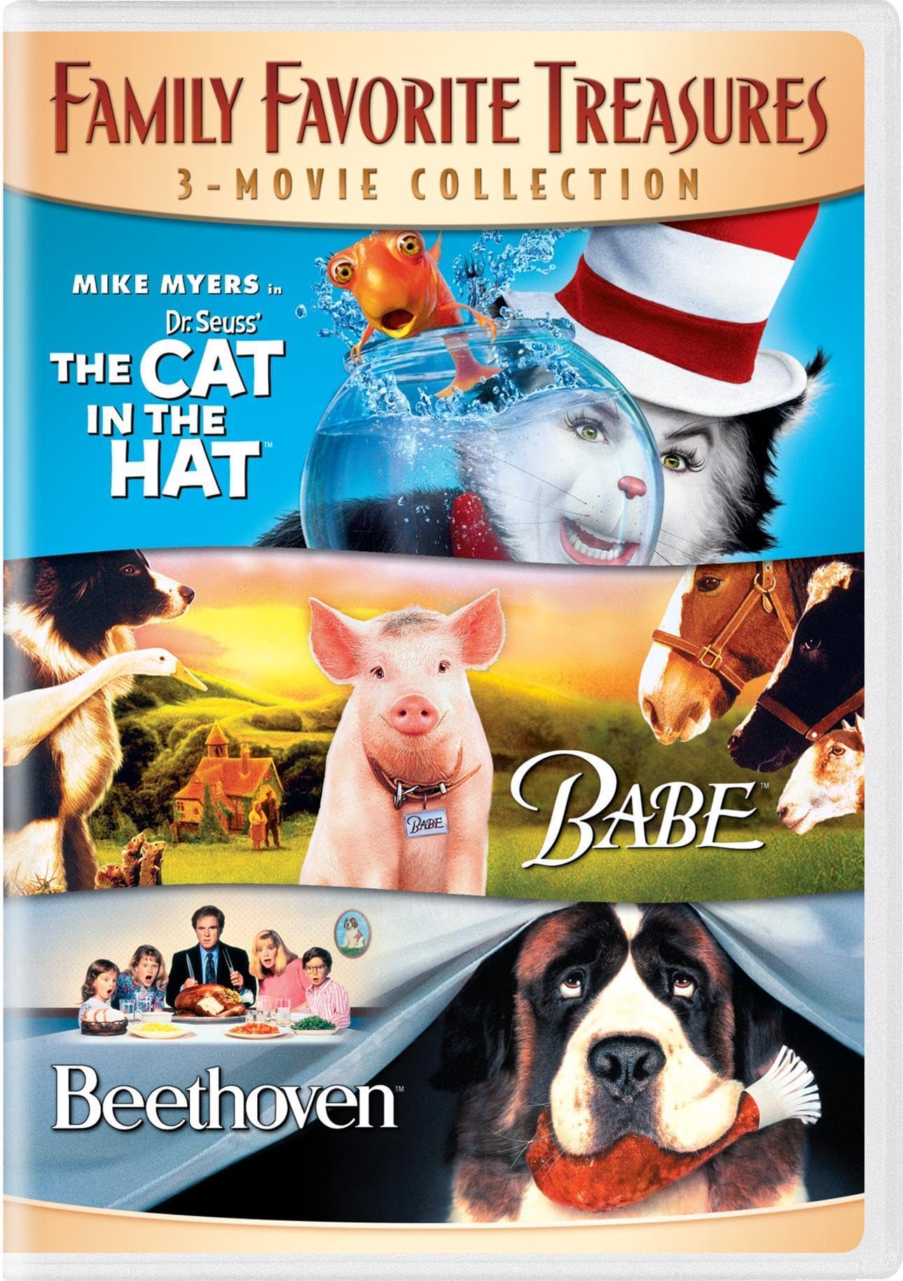 Family Favorite Treasures 3-Movie Collection (Dr. Seuss' The Cat in the Hat / Babe / Beethoven) [DVD]
