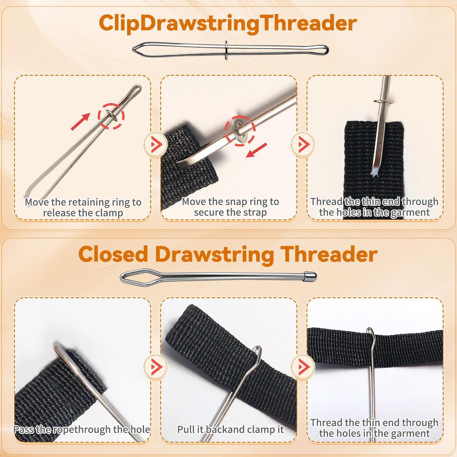 SJYOPIN Drawstring Threader Tool Kit - 8PCS -4