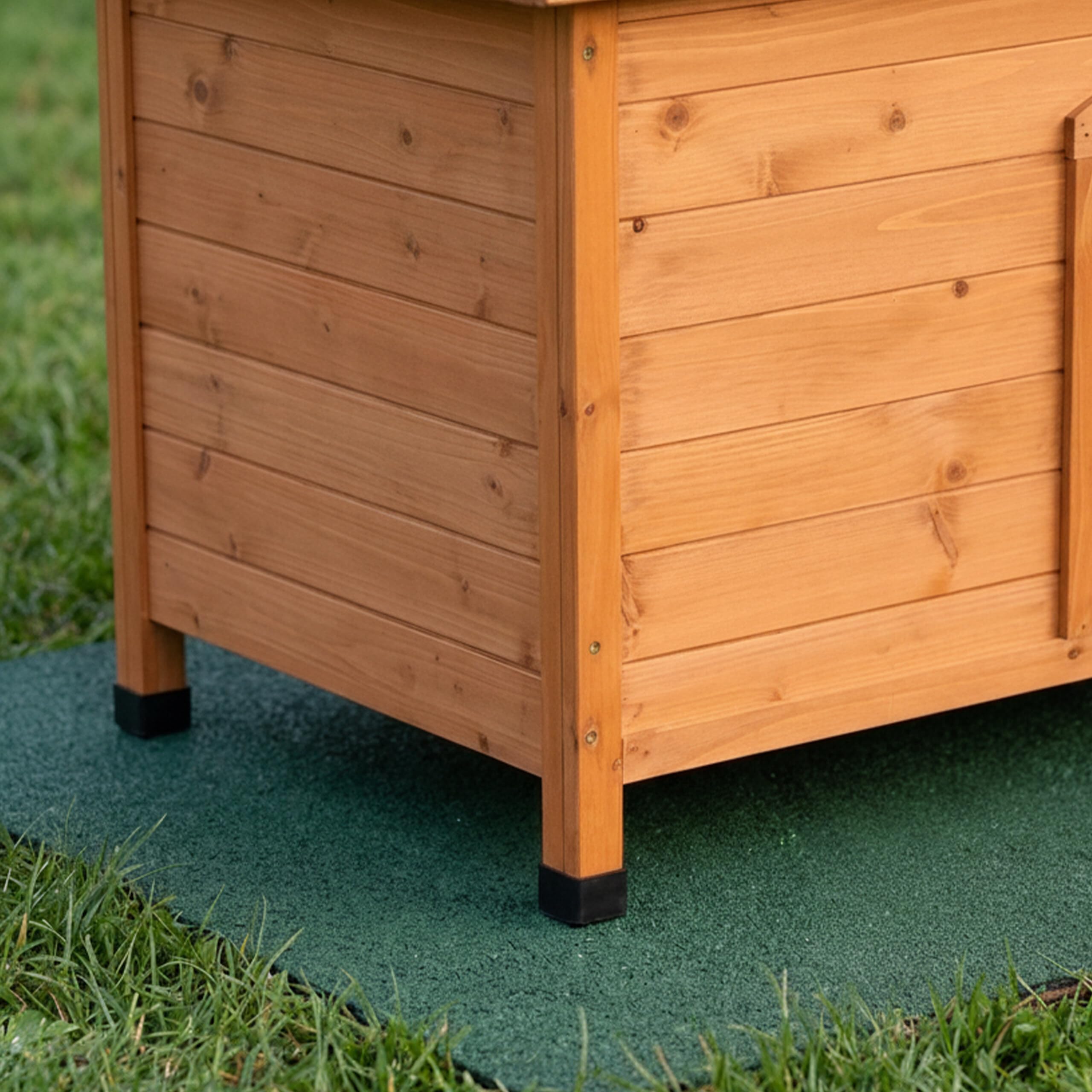 Relaxdays Cuccia per cani in legno, 58,5x85x53 cm, tetto apribile impermeabile, esterni, arancione/verde