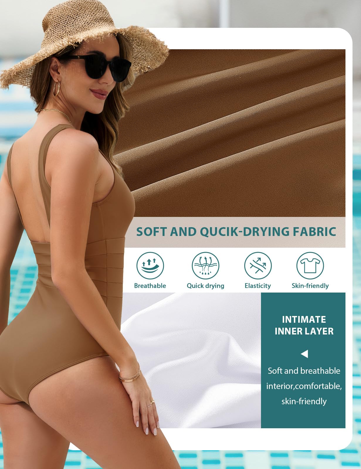 UMIPUBO Costume da Bagno Intero Donna Scollo a U Controllo della Pancia Curvy Costumi da Mare Interi Imbottito Reggiseno Push Up Bikini Un Pezzo Spiaggia Beachwear