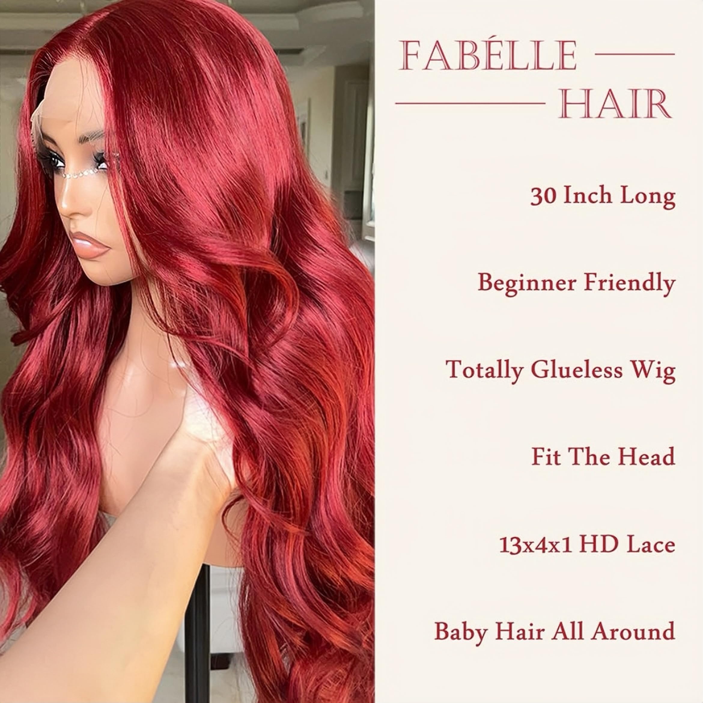 FABLLE Pink Lace Front Wig - 30 Inch Glueless Body Wave Synthetic Wig with Baby Hair Gradient Pink Color